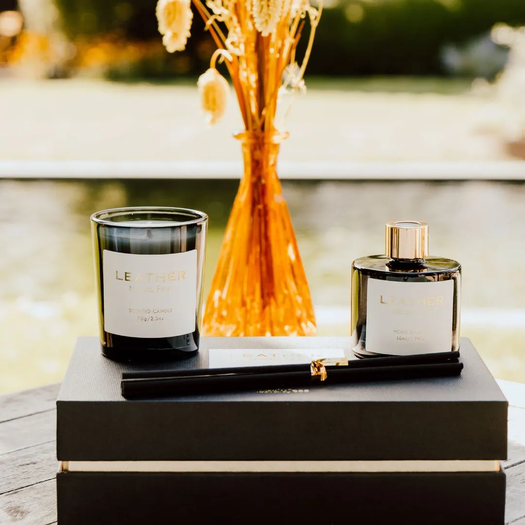 Coffret parfumé nordic pine avec bougie & diffuseur – Leather feel – Bild 4