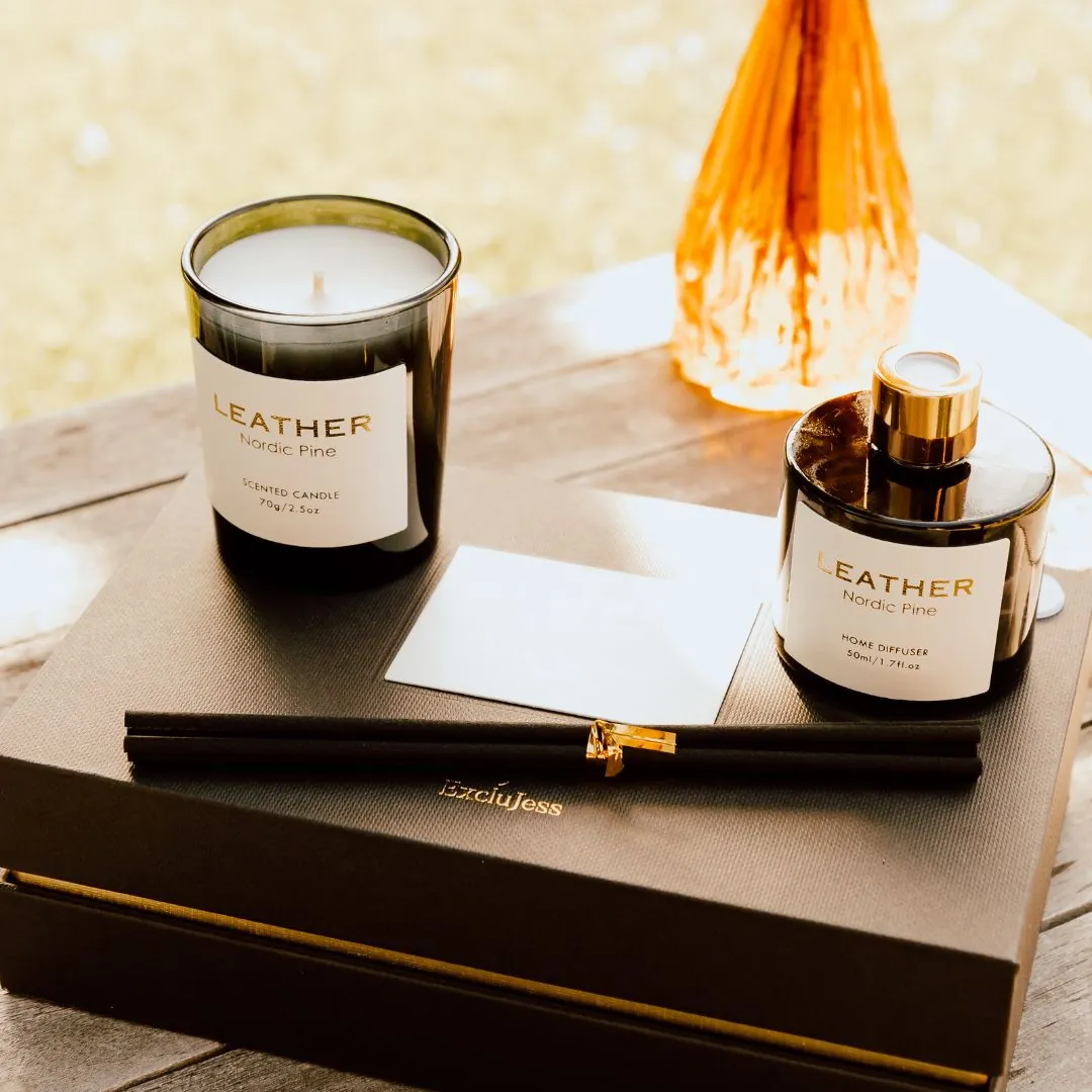 Coffret parfumé nordic pine avec bougie & diffuseur – Leather feel – Bild 7