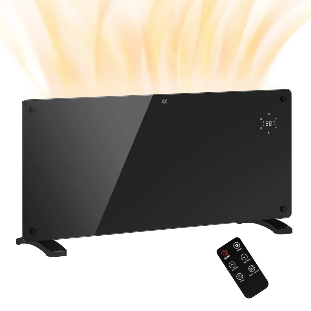 Radiateur Électrique 2000 W avec Thermostat, Télécommande & Programmation – Noir