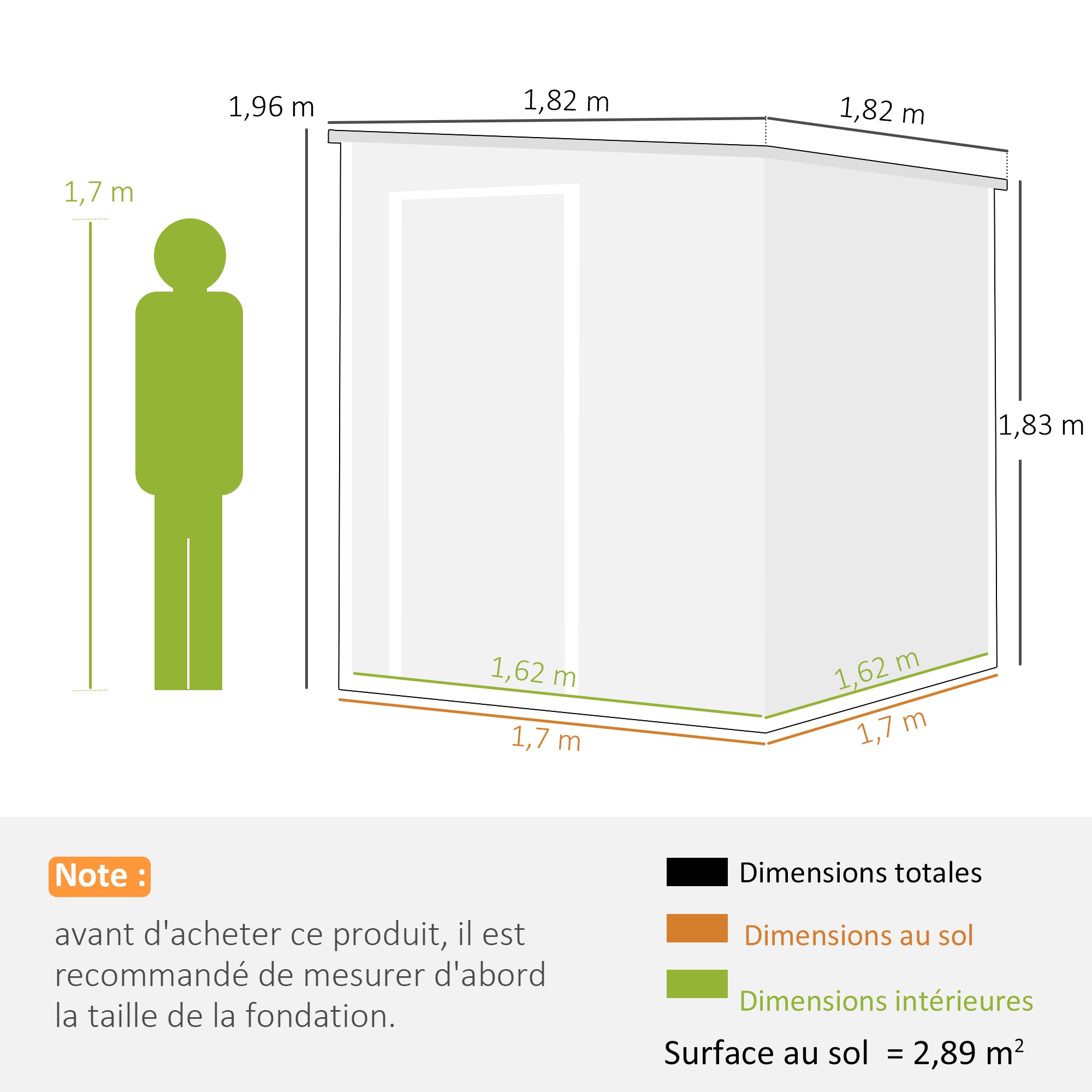 Abri de Jardin Cabanon de Stockage Plancher Structure Aluminium 3 Fenêtres 2 Aérations 182x182x183cm Gris Effet Bois – autre vue