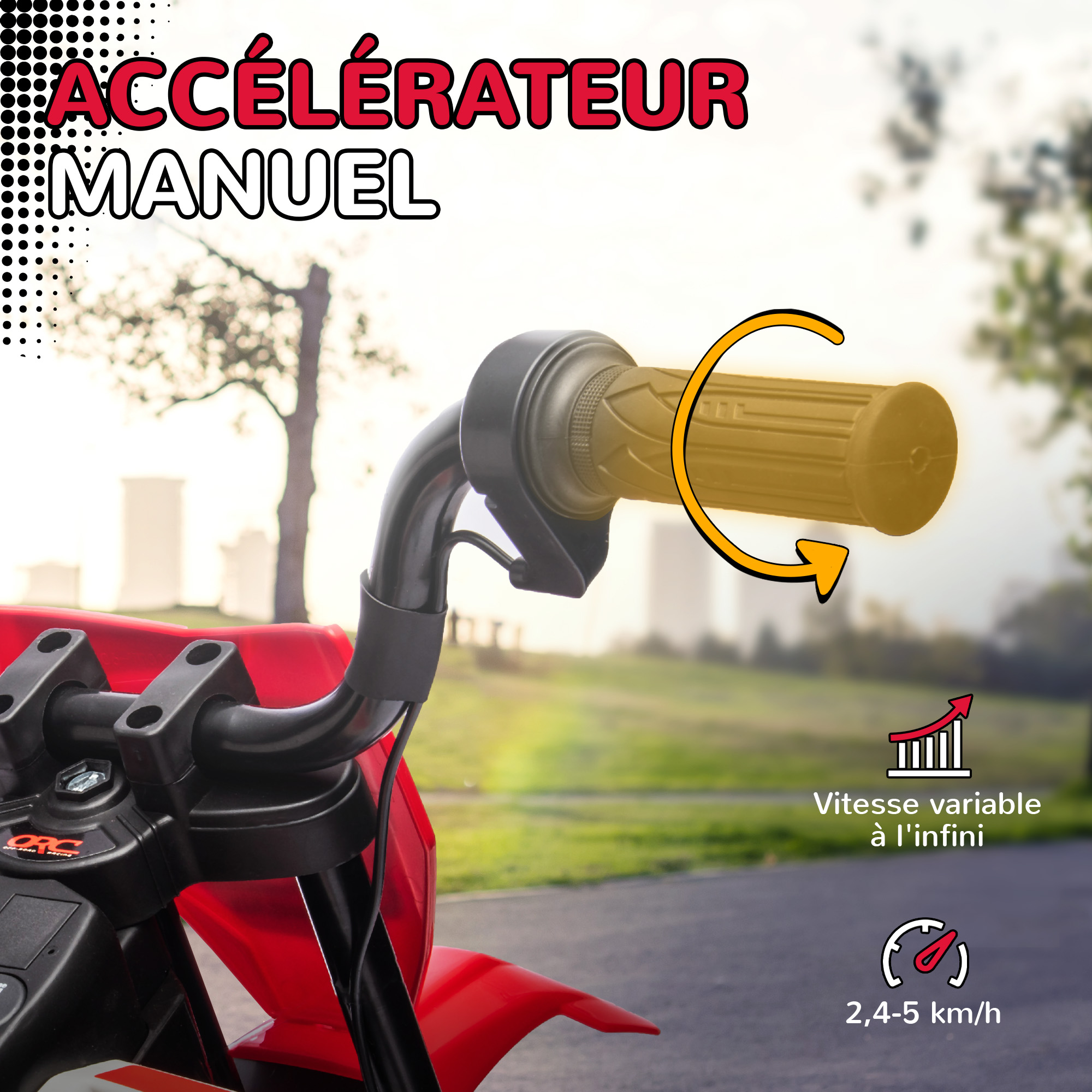 Moto Électrique Enfant 12 V avec 2 Moteurs – Rouge – 3 à 6 Ans – vue de détail
