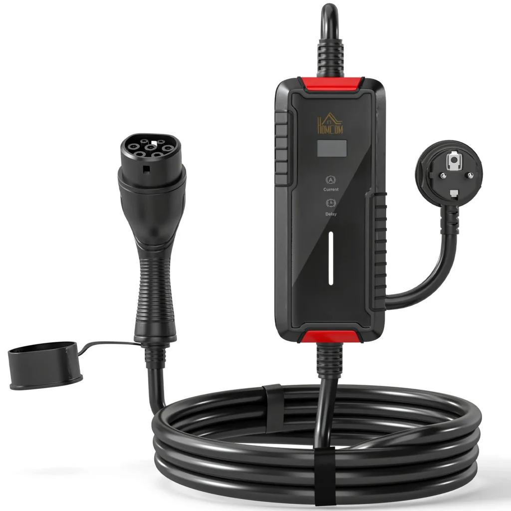 Chargeur voiture électrique Type 2 3,7 kW 16 A avec câble 5 m – noir
