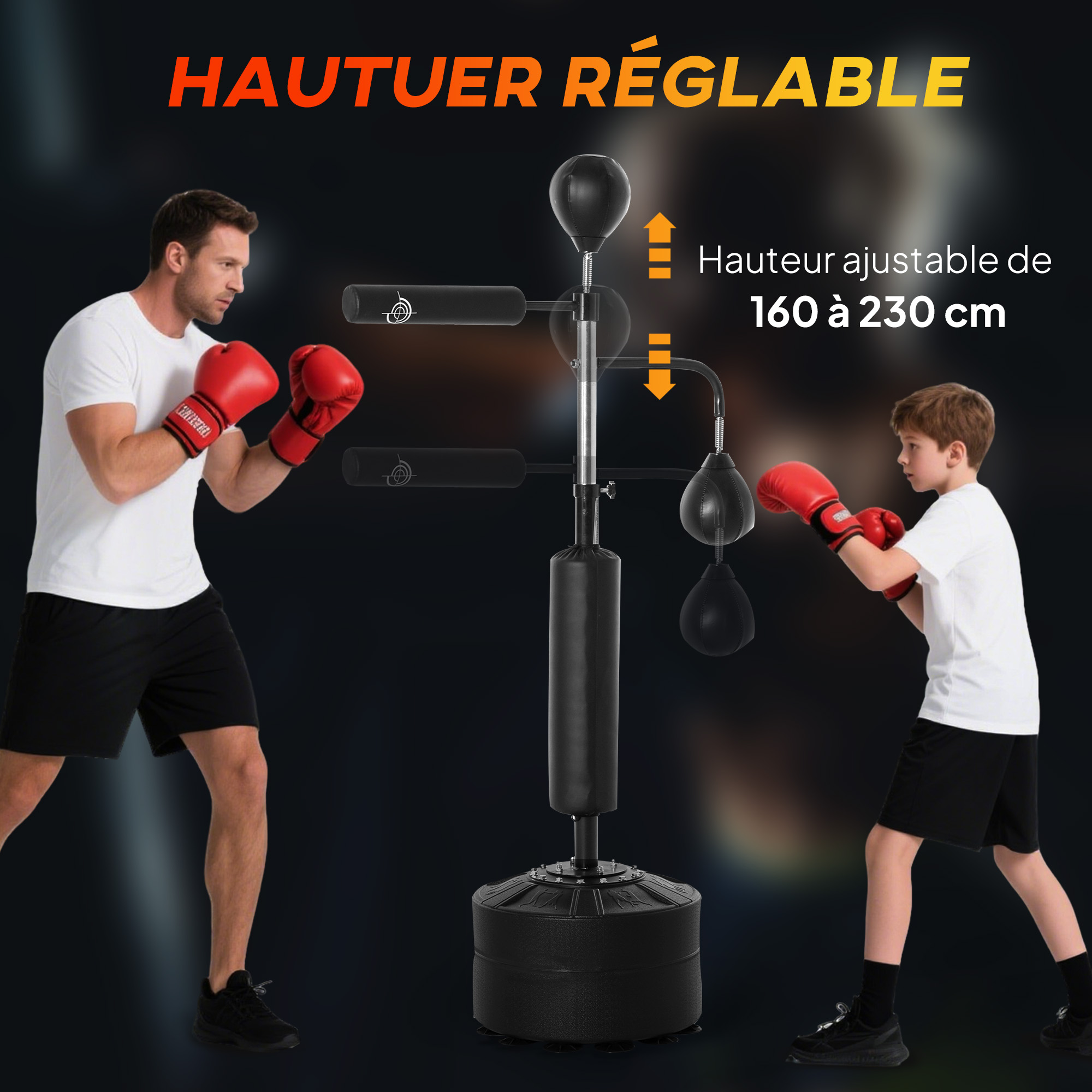Sac de Frappe sur Pied 4-en-1 Réglable – 160 à 230 cm – vue 5
