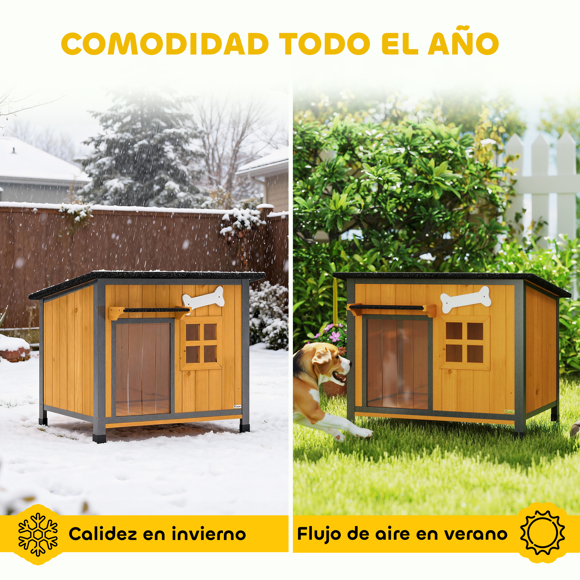 Niche pour chien extérieure résistante aux intempéries cabane pour chien avec plancher amovible – vue 5