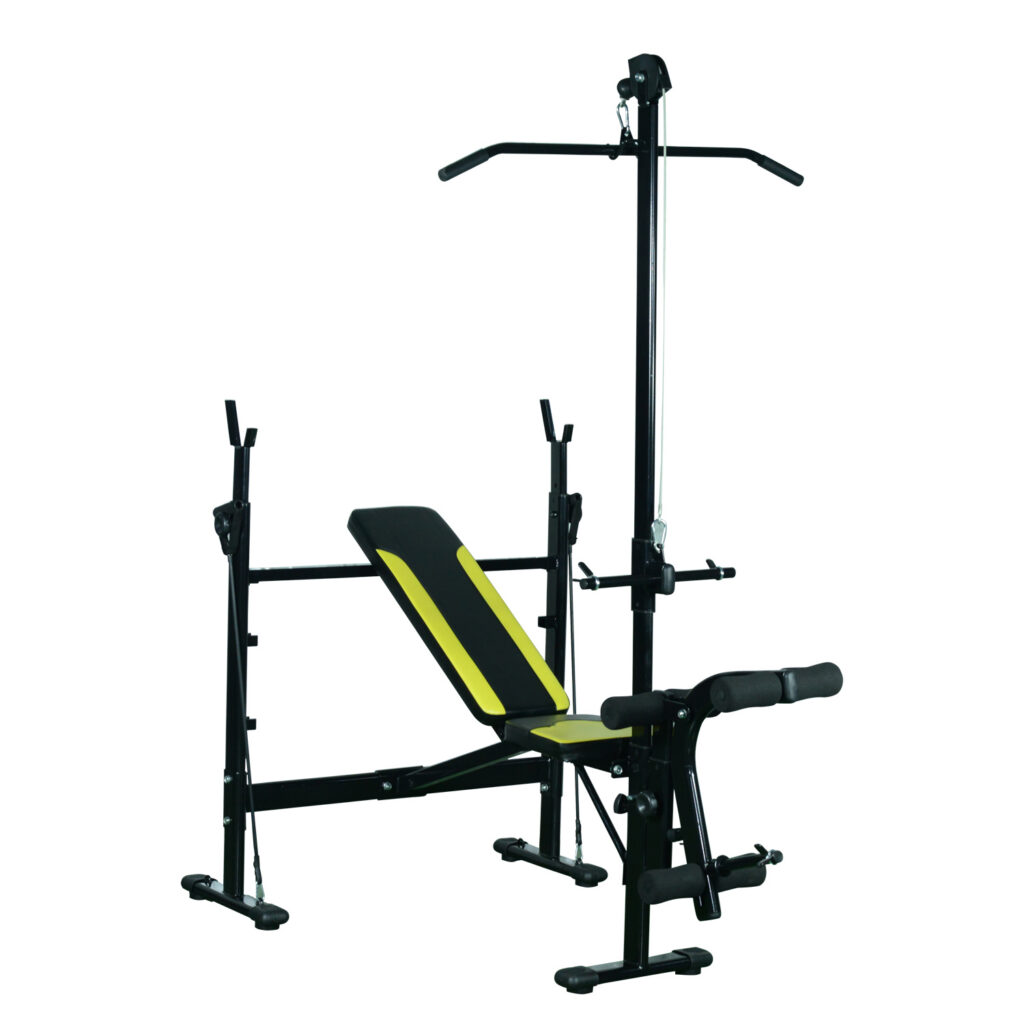 Banc de Musculation Multifonction avec Poulie & Dossier Réglable