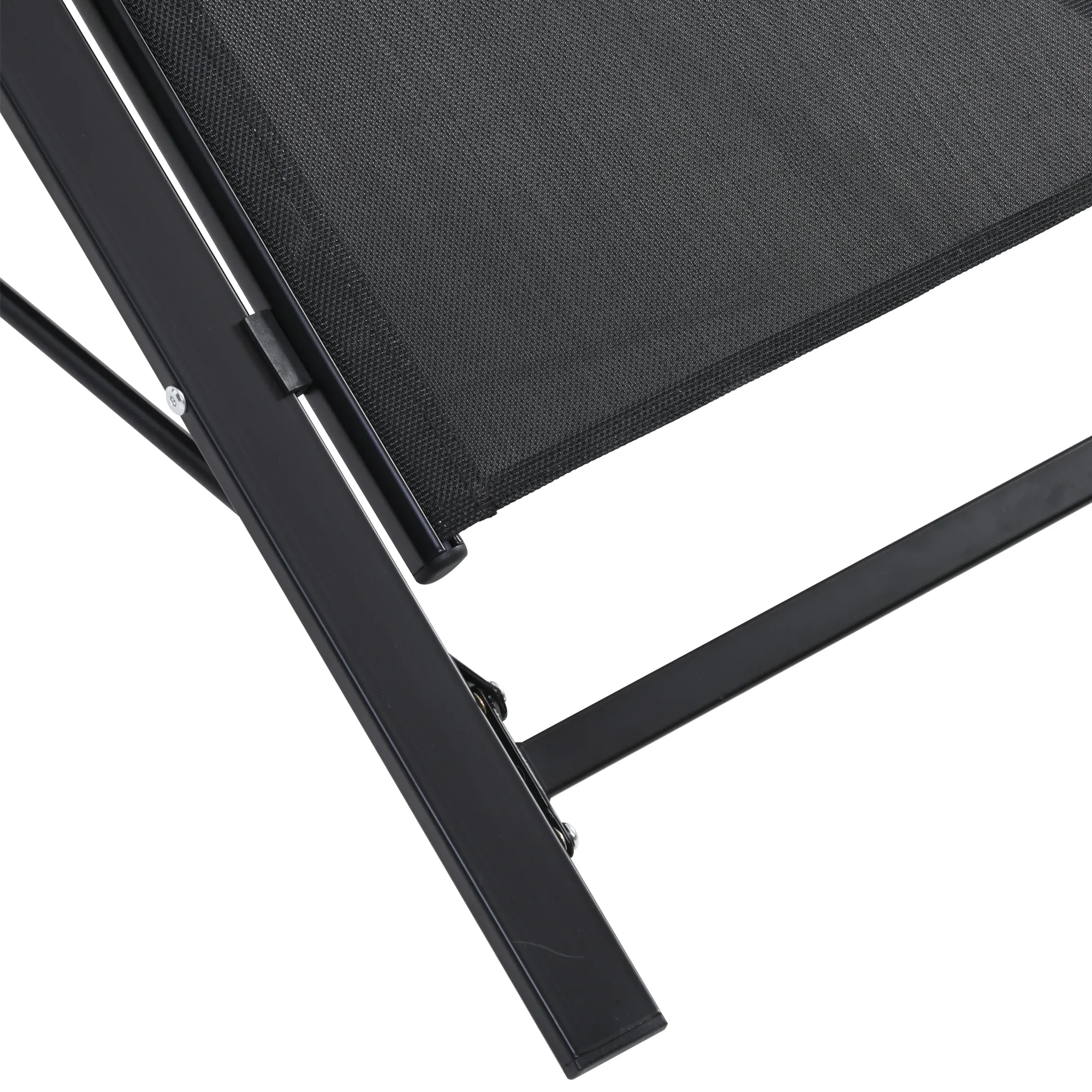 Lot de 2 bains de soleil chaise longue design contemporain table basse plateau verre trempé métal époxy textilène noir – vue 8