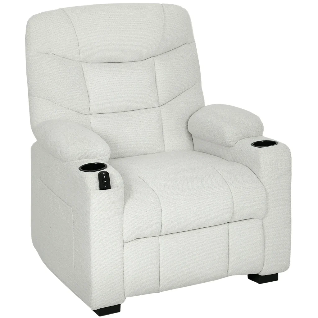 Fauteuil Relax Électrique Inclinable 150° avec 2 Positions Mémoire & USB – Crème