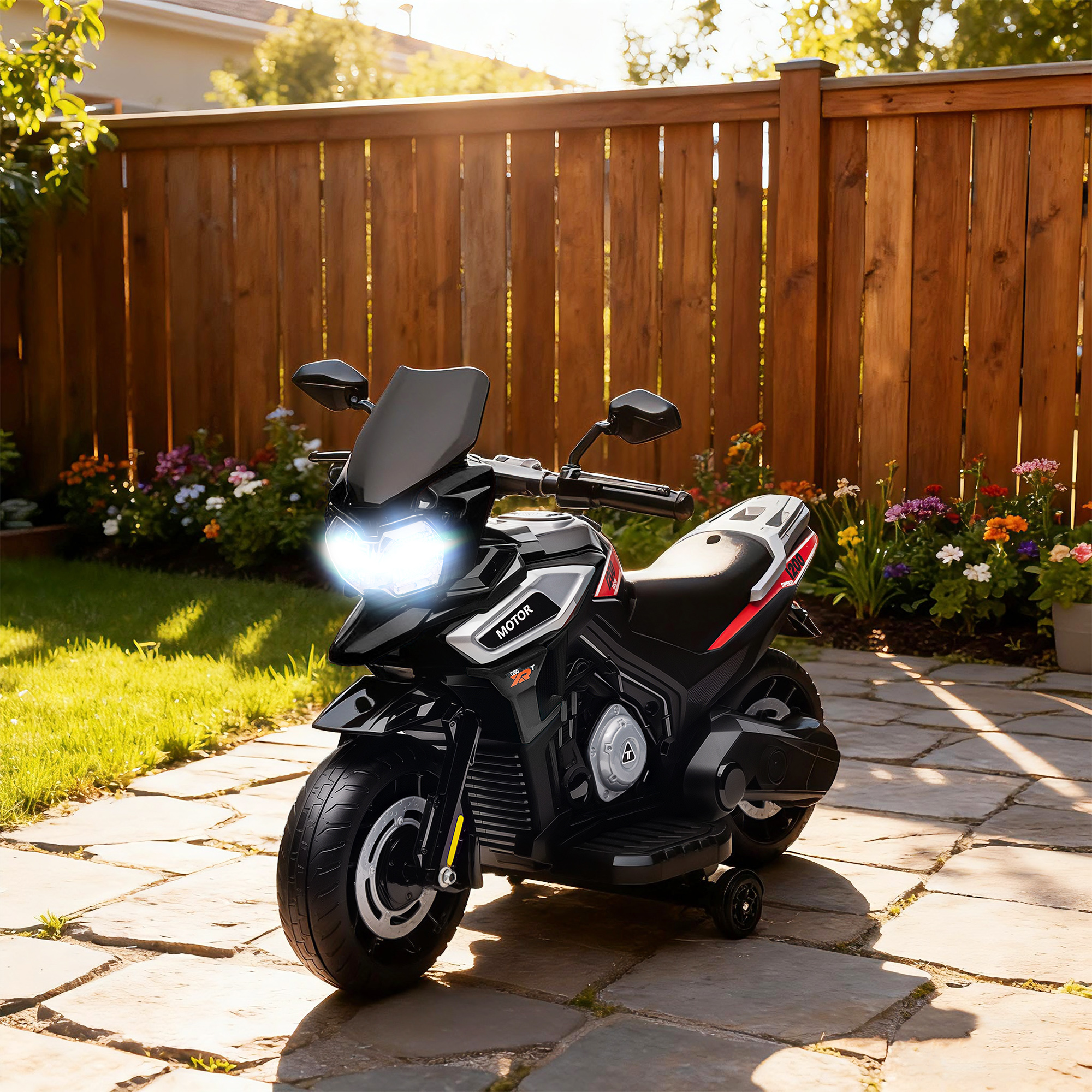 Moto Électrique Enfant 6 V avec Phares, Musique & Roues Stabilisatrices – 18-36 Mois – Noir – vue supplémentaire