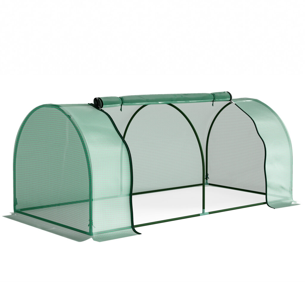 Mini Serre de Jardin Tunnel avec Porte Zippée – 2 × 1 × 0,8 m – Verte
