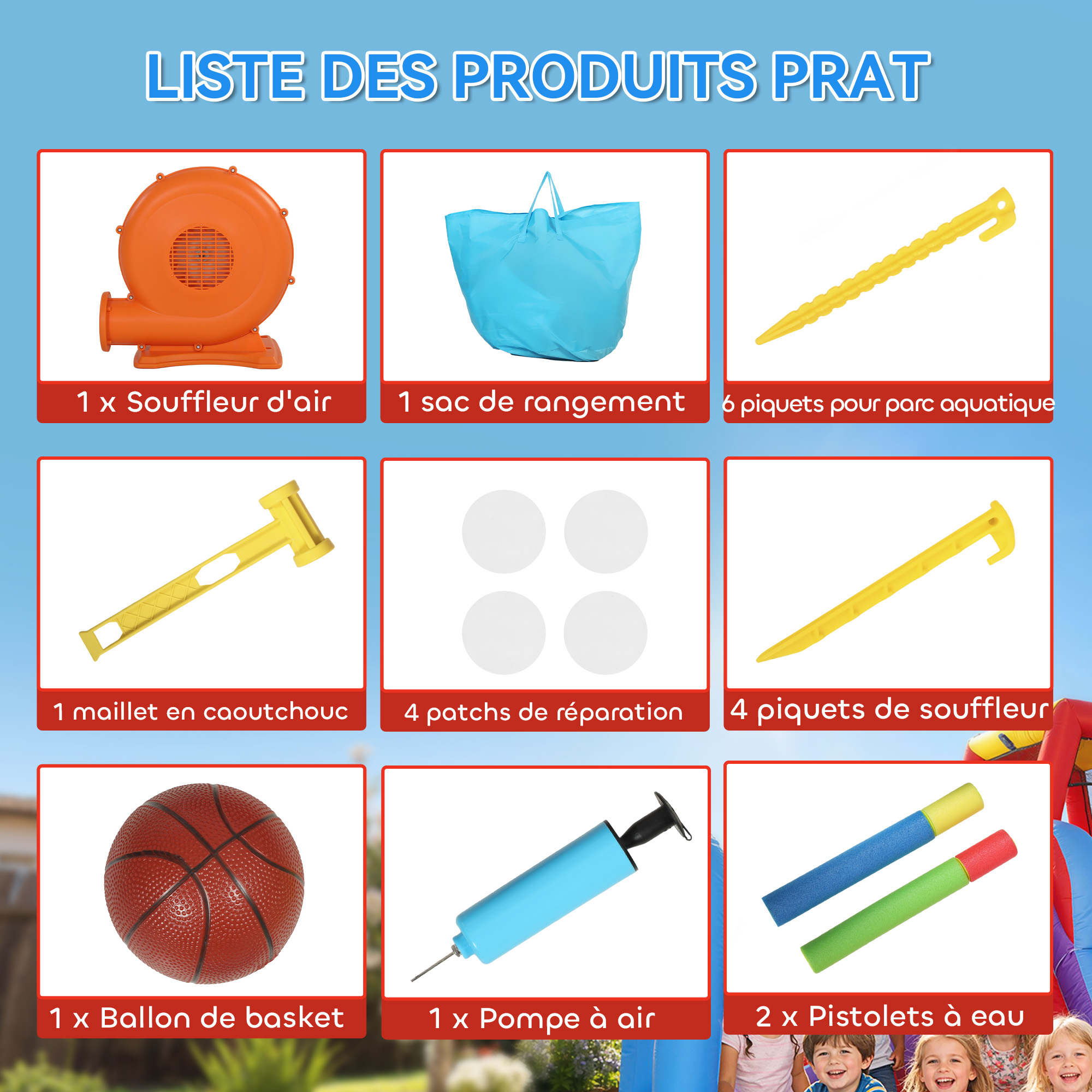 Château Gonflable Enfant avec Toboggan, Trampoline, Bassin & Basket – Souffleur 350 W Inclus – vue 8
