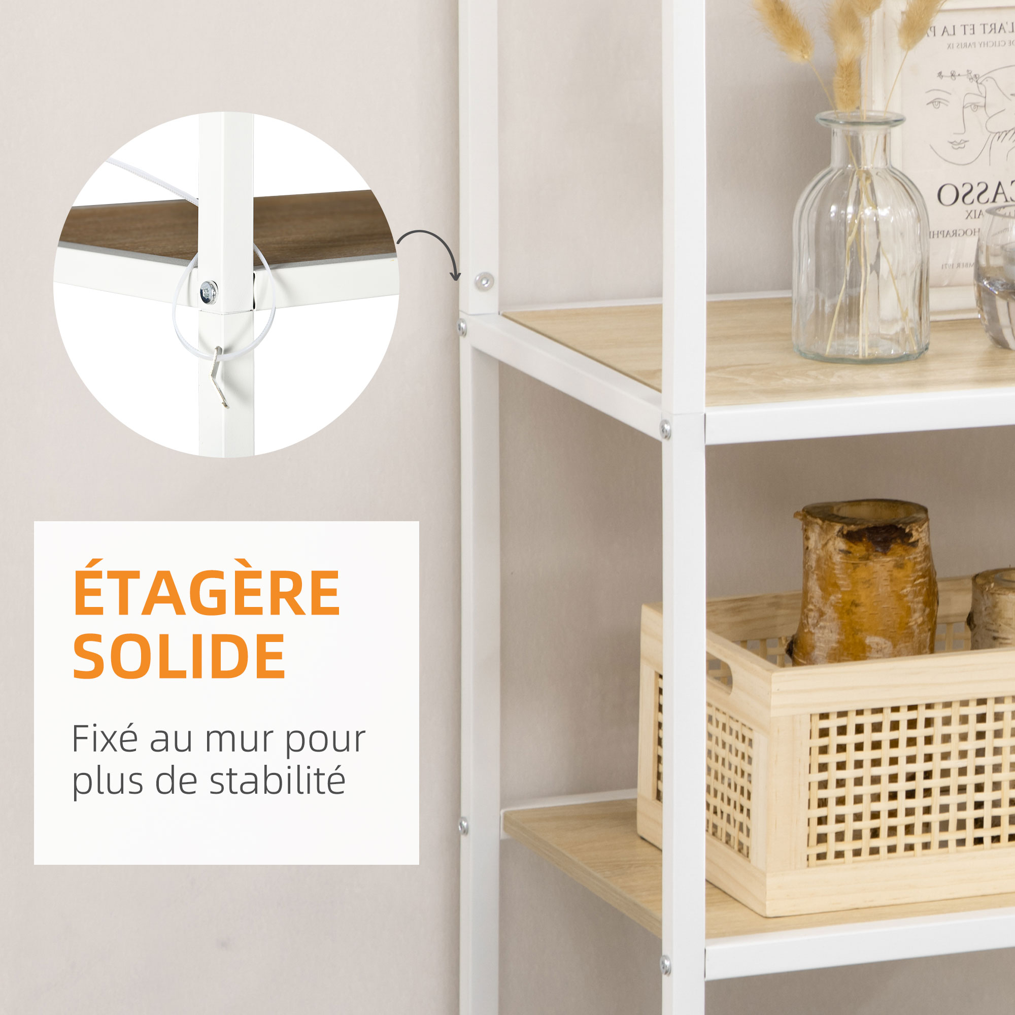 Bibliothèque Industrielle 7 Niveaux avec Structure en Acier – Chêne – vue 6