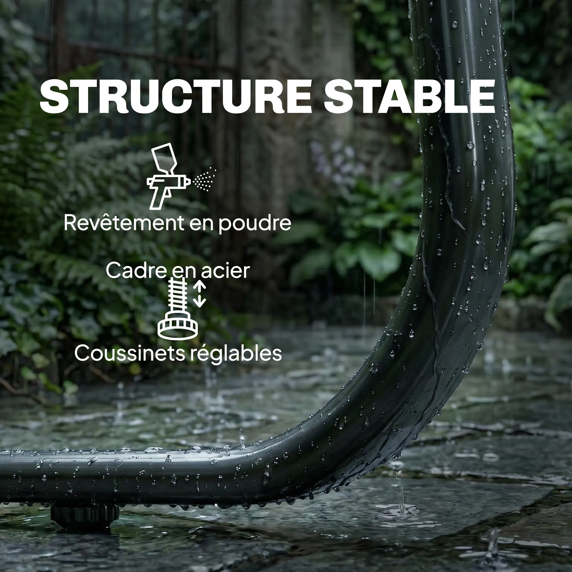 Salon de jardin 4 pièces avec canapé, fauteuils et table basse, gris foncé et noir – vue 7