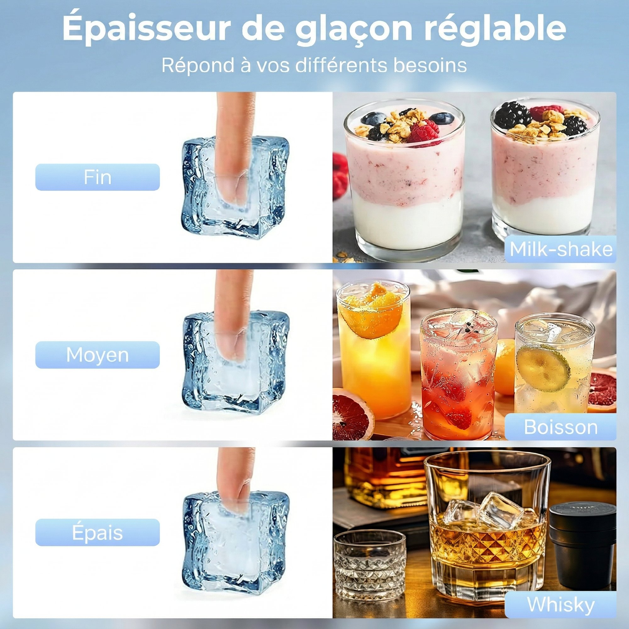Machine à glaçons commerciale 36 kg/24h, acier inoxydable, ice maker, capacité 5,5 kg, 36 cubes par 10 minutes, – vue 8
