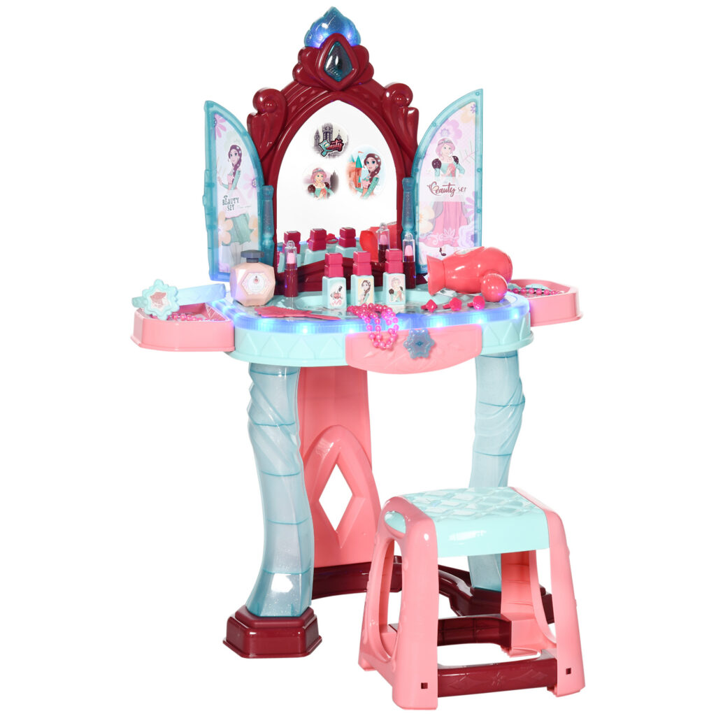 Coiffeuse Enfant avec Miroir Magique, Musique et Accessoires – 3 à 6 Ans