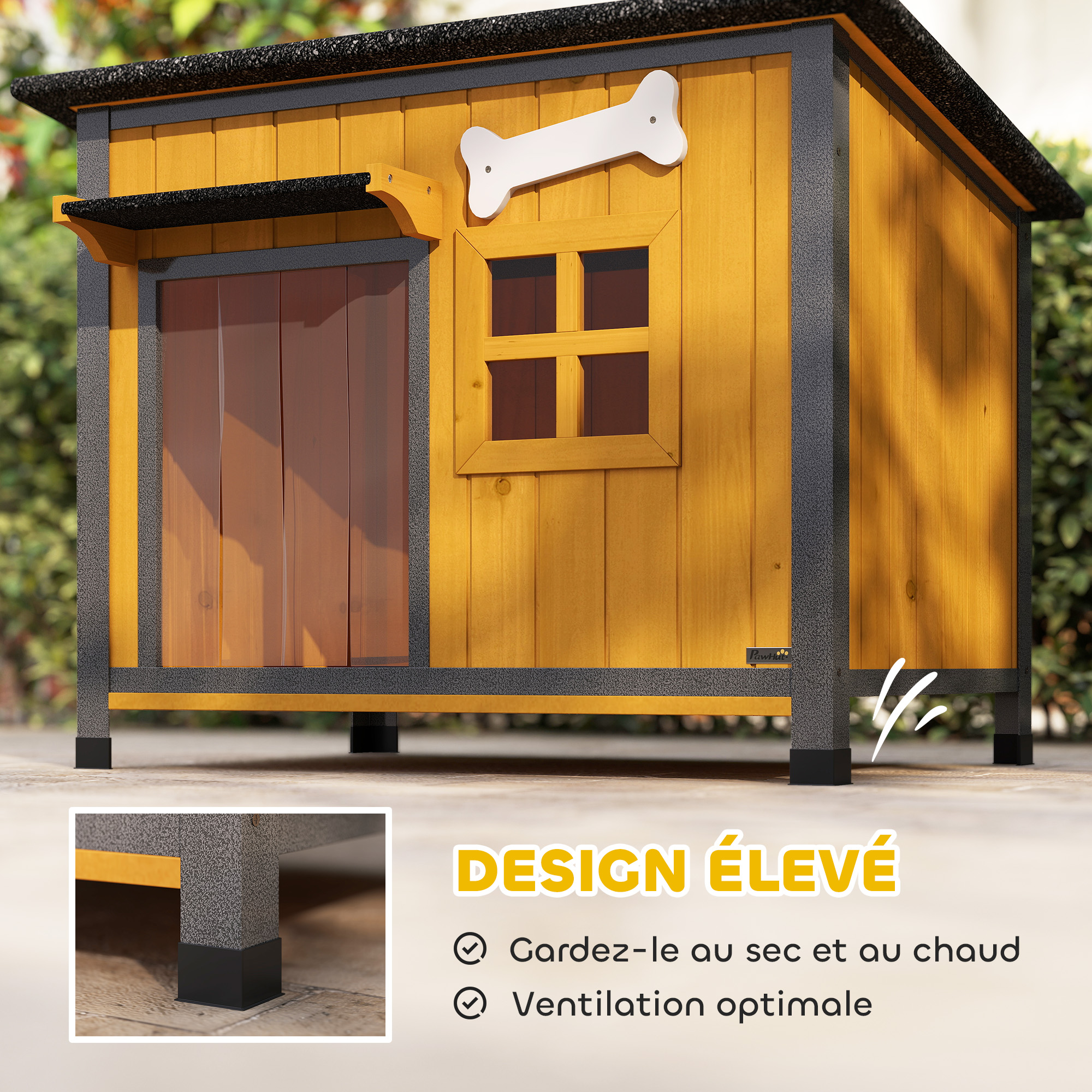 Niche pour chien extérieure résistante aux intempéries cabane pour chien avec plancher amovible – vue 7
