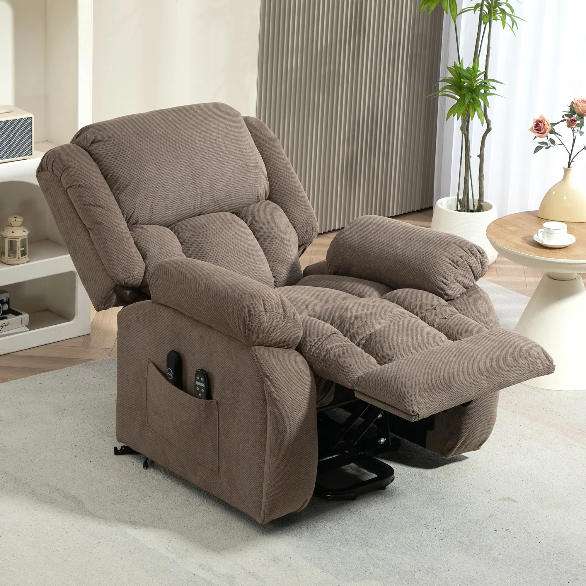 Fauteuil Releveur Électrique avec Massage et Chauffage – Marron – vue supplémentaire
