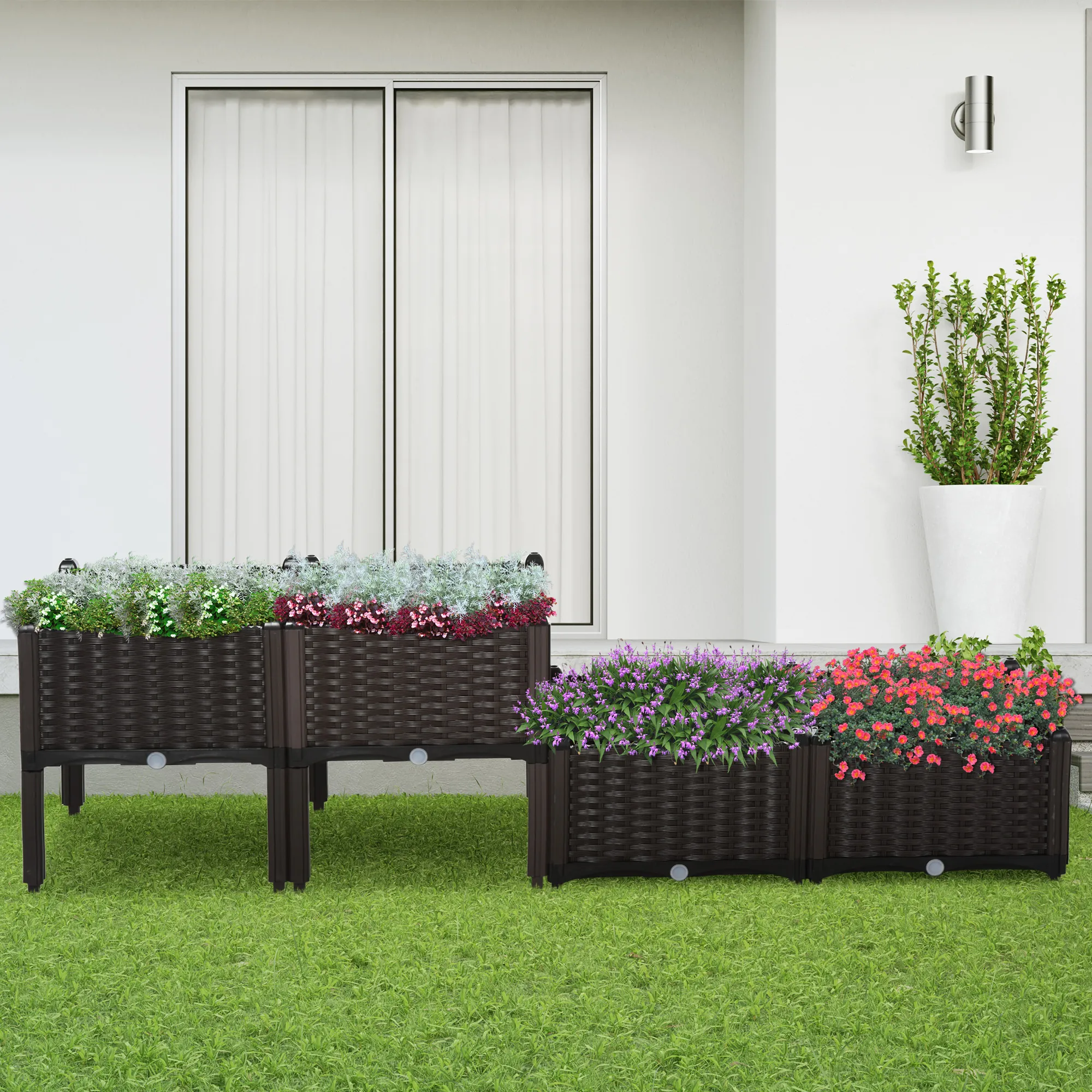 Jardinière sur pieds carré potager 2 étages dim. 80L x 80l x 44H cm insert d'irrigation plastique – vue supplémentaire