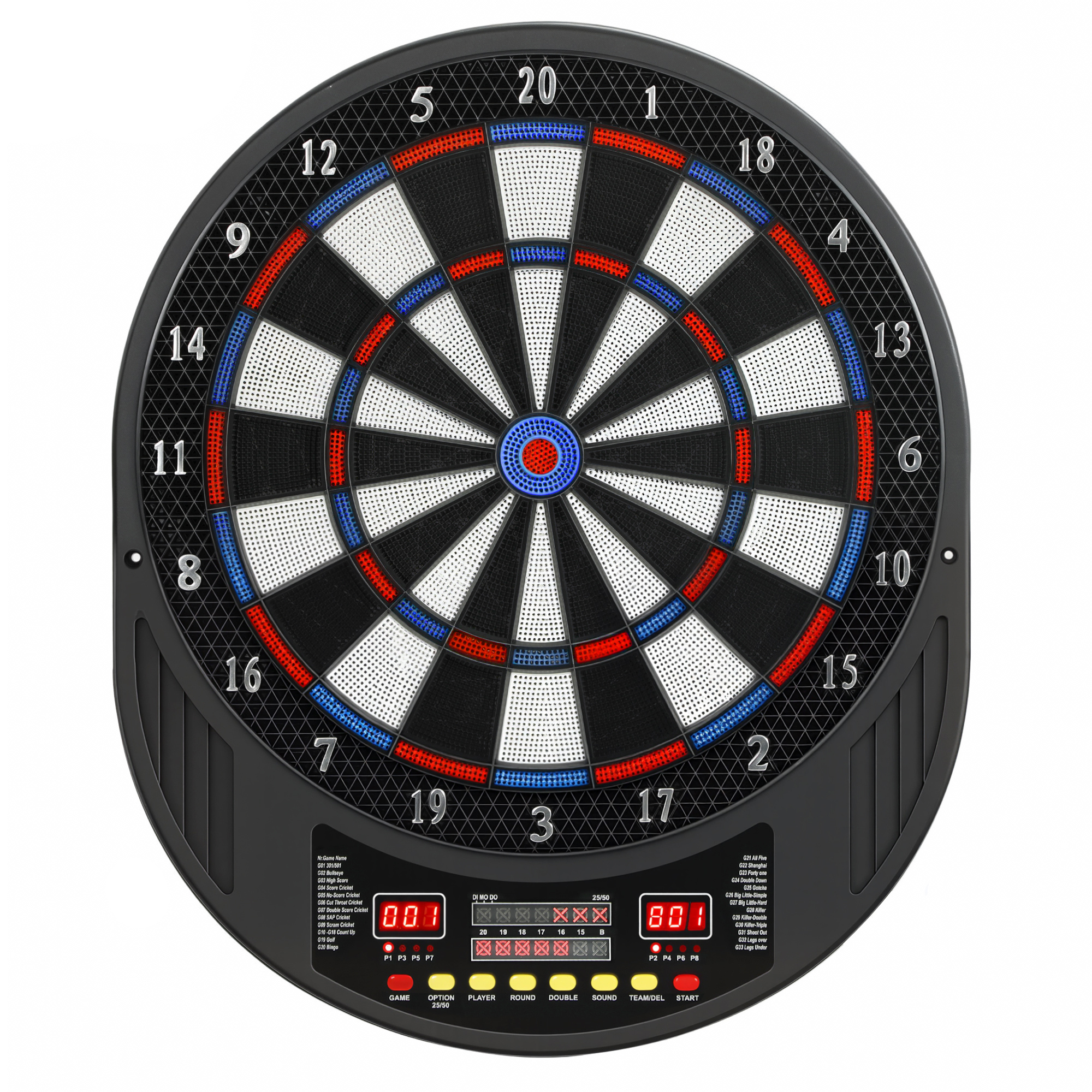 Cible de Fléchettes Électronique 33 Jeux – 8 Joueurs, Double Écran LED & 6 Fléchettes