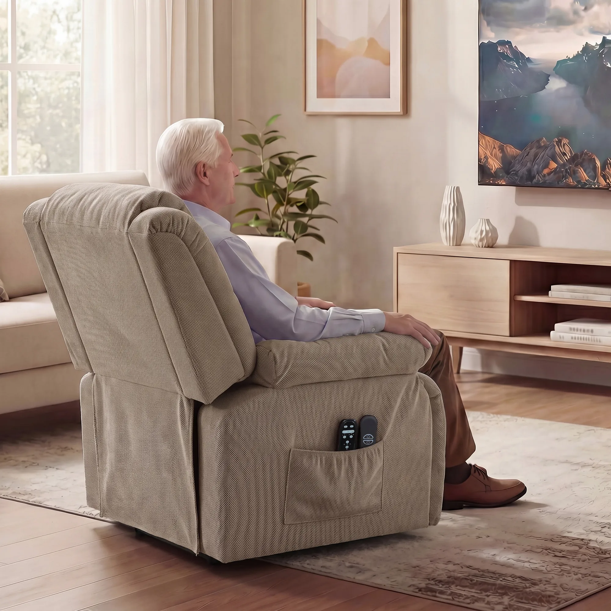 Fauteuil Releveur Électrique avec Massage et Chauffage – Marron – vue 8