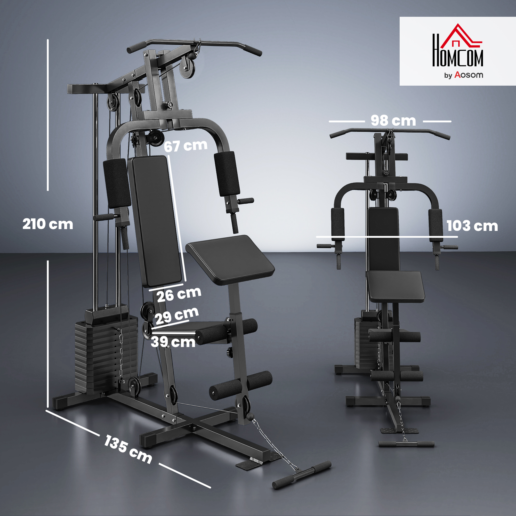 Station de Musculation Multifonction 65 kg avec Poulies – autre vue