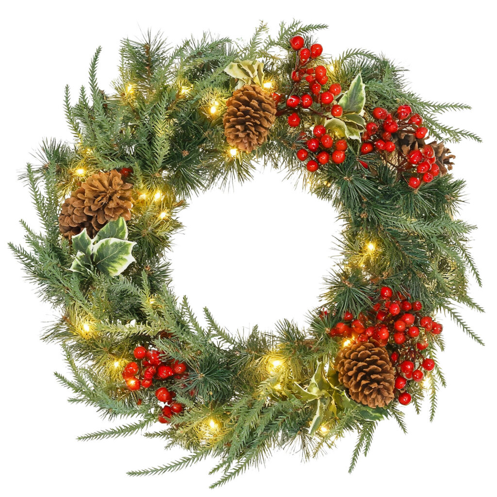 Couronne de Noël lumineuse 60 cm – 35 LED avec minuterie – HOMCOM