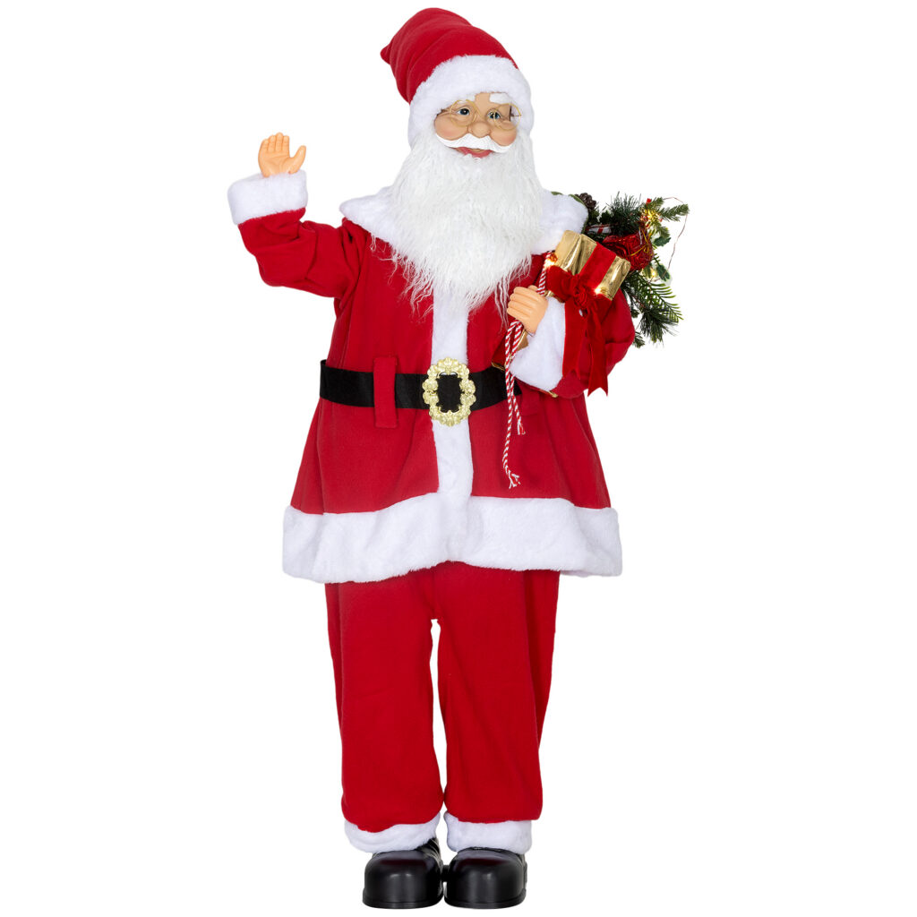Père Noël animé lumineux 120 cm avec commande vocale et LED – HOMCOM