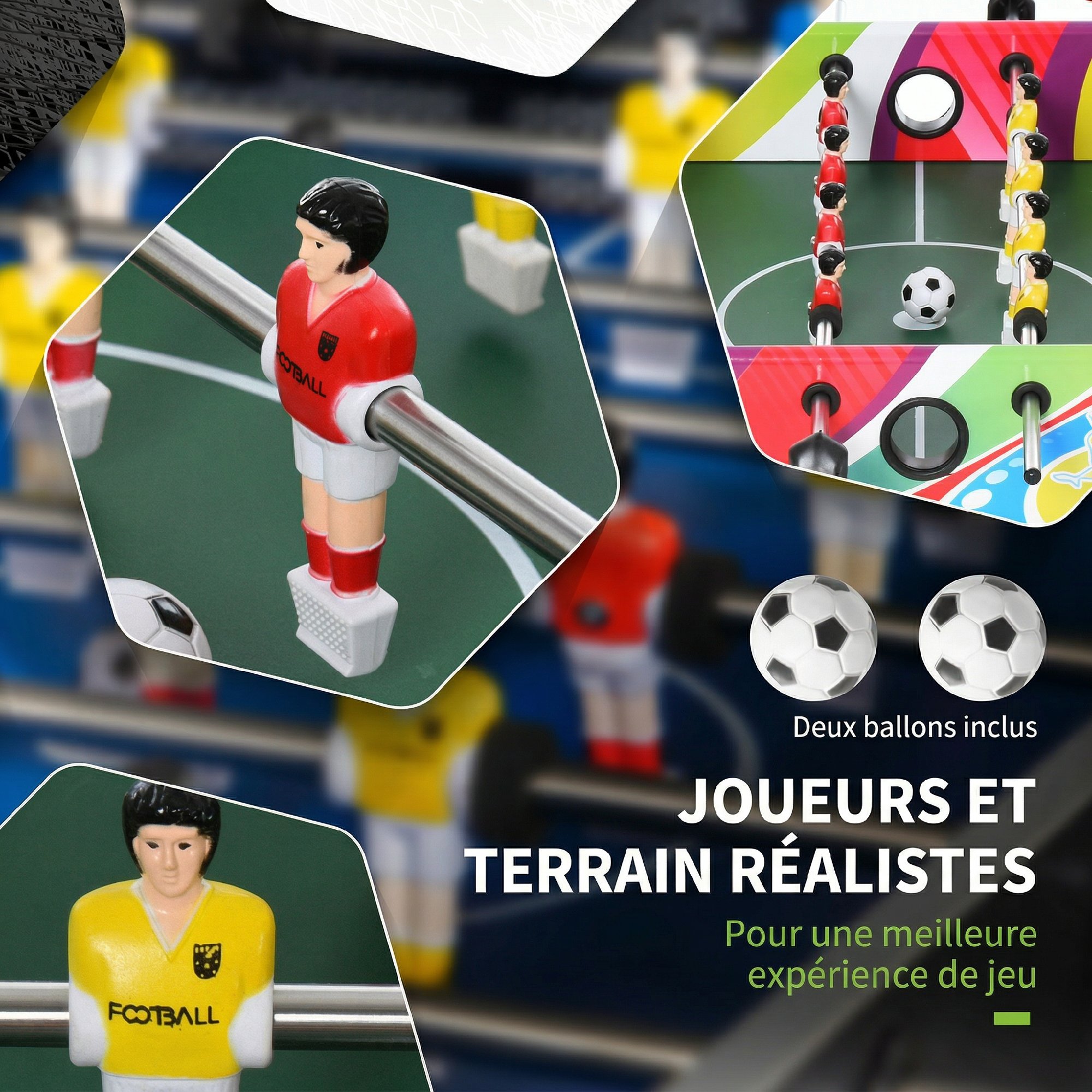 Baby-Foot 22 Joueurs avec 2 Balles & Compteurs de Score – 86,5 cm – vue 7