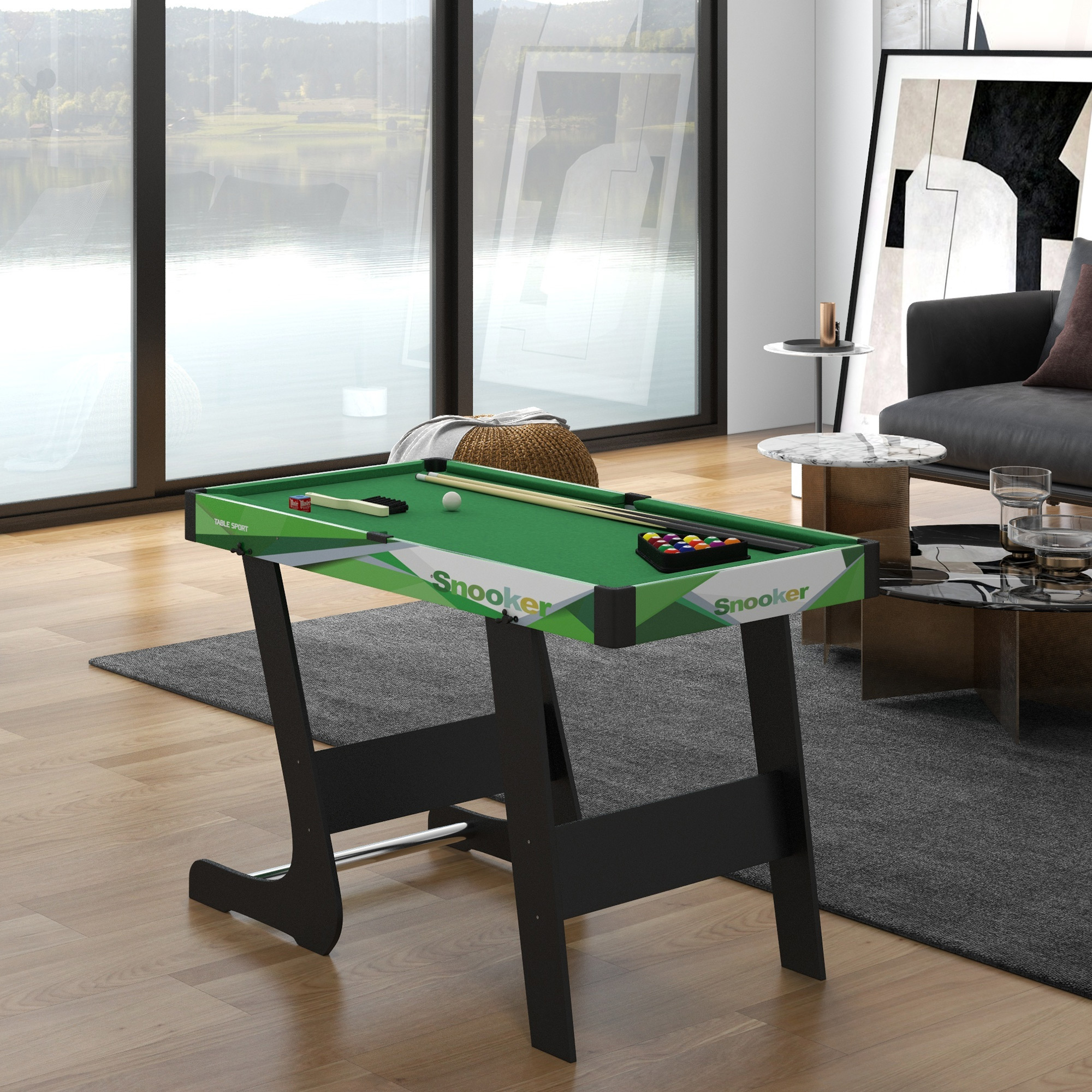 Table de Billard Pliable 104 cm avec Accessoires – 2 Queues & 16 Billes – Tapis Vert – vue 8