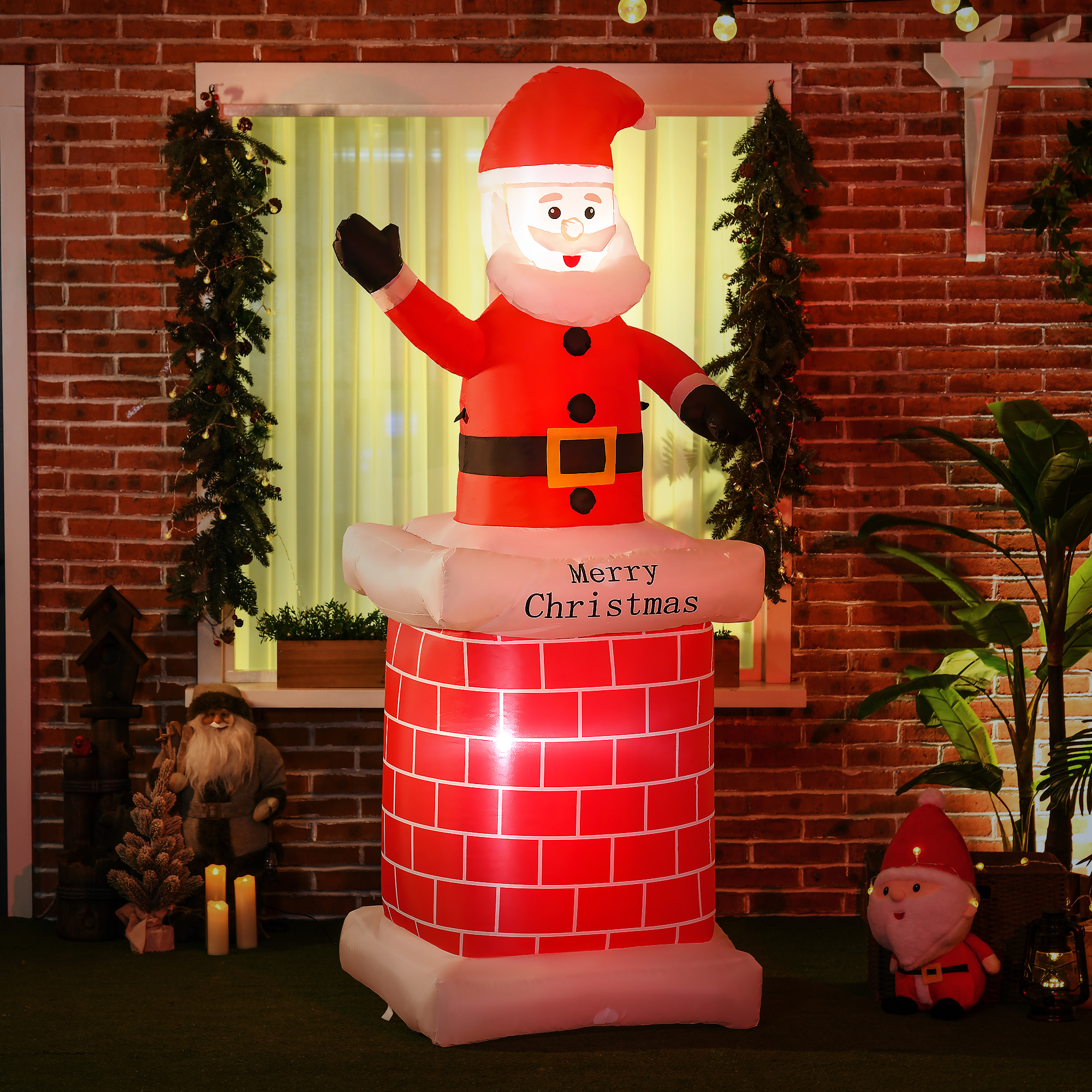Père Noël gonflable avec cheminée 210 cm et LED – HOMCOM – vue supplémentaire