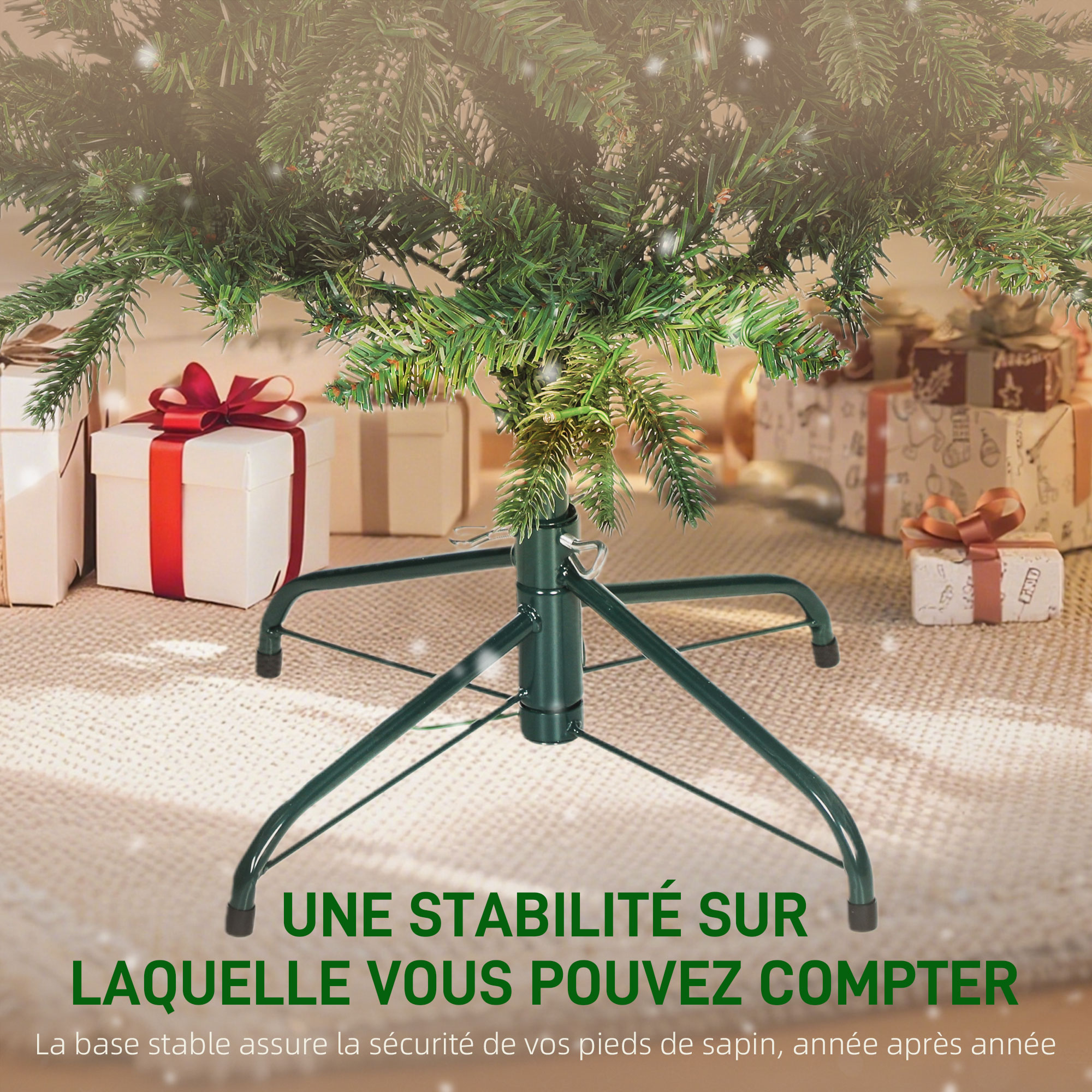 Sapin de Noël Artificiel Slim 180 cm avec 200 LED – Vert – vue 8