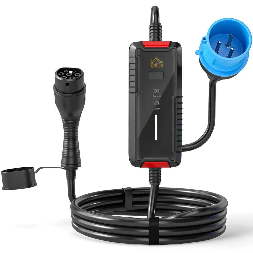 Chargeur voiture électrique Type 2 7,4 kW 32 A avec câble 8 m – noir