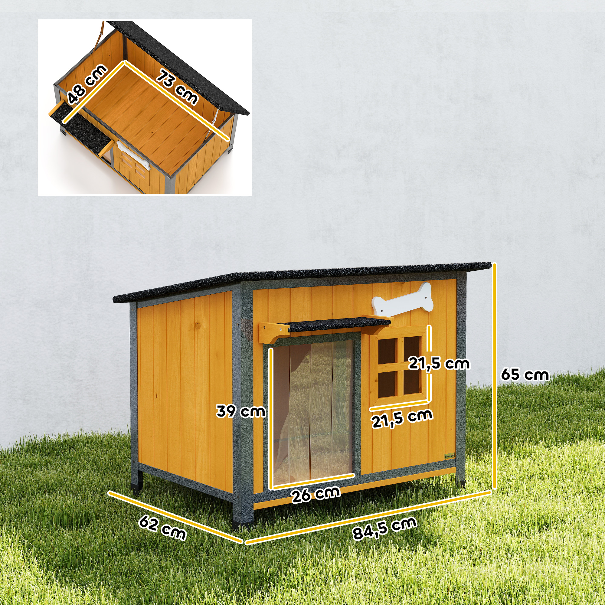 Niche pour chien extérieure résistante aux intempéries cabane pour chien avec plancher amovible – autre vue