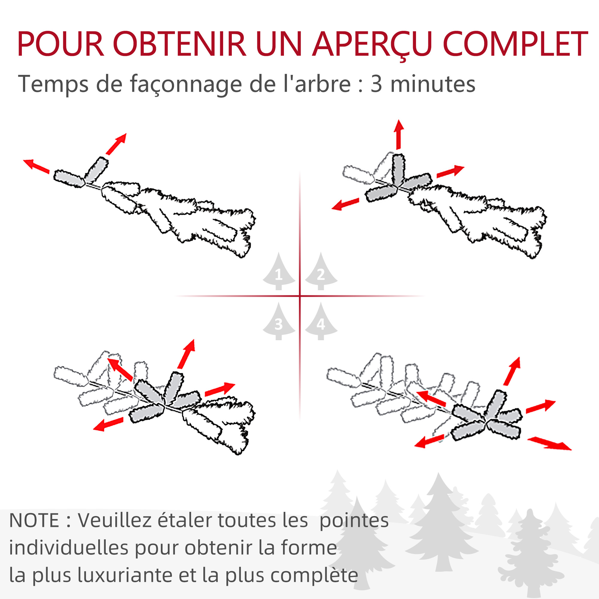 Sapin de Noël de table 60 cm lumineux – 20 LED, pommes de pin et baies – HOMCOM – vue 7