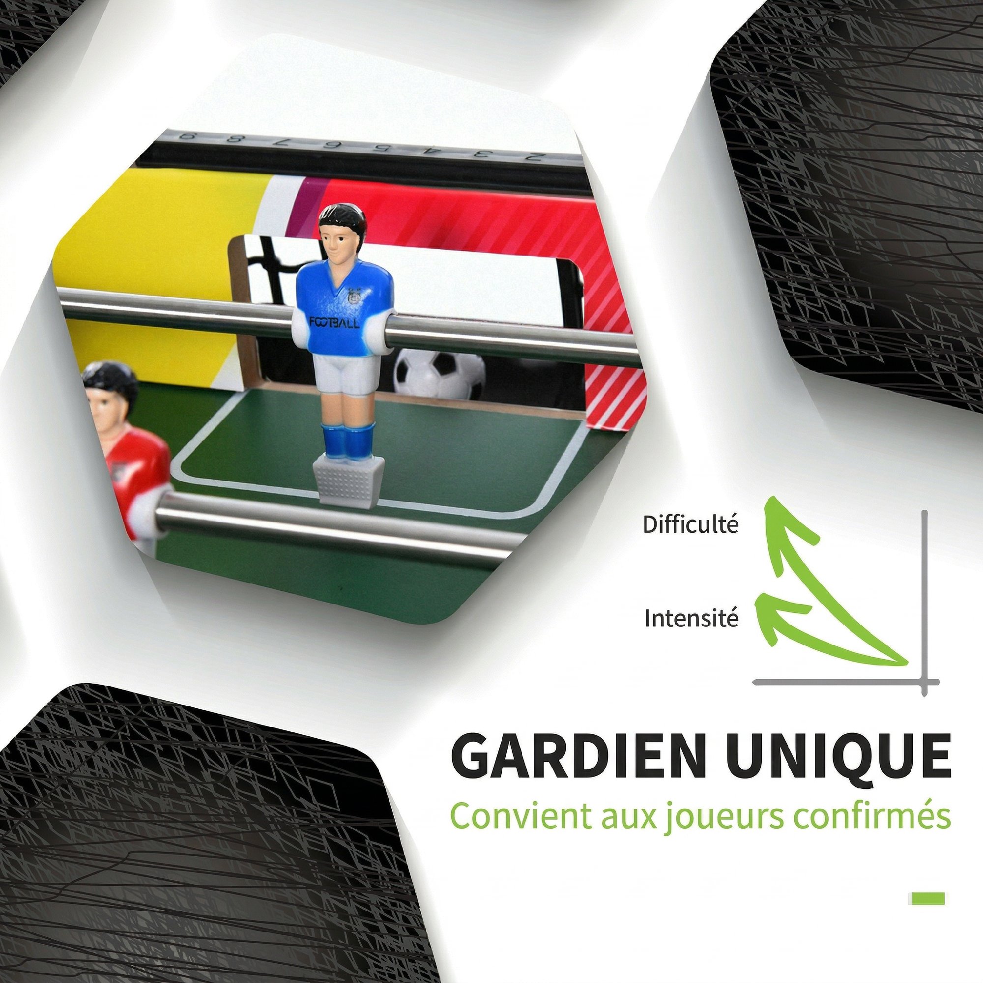 Baby-Foot 22 Joueurs avec 2 Balles & Compteurs de Score – 86,5 cm – vue de détail