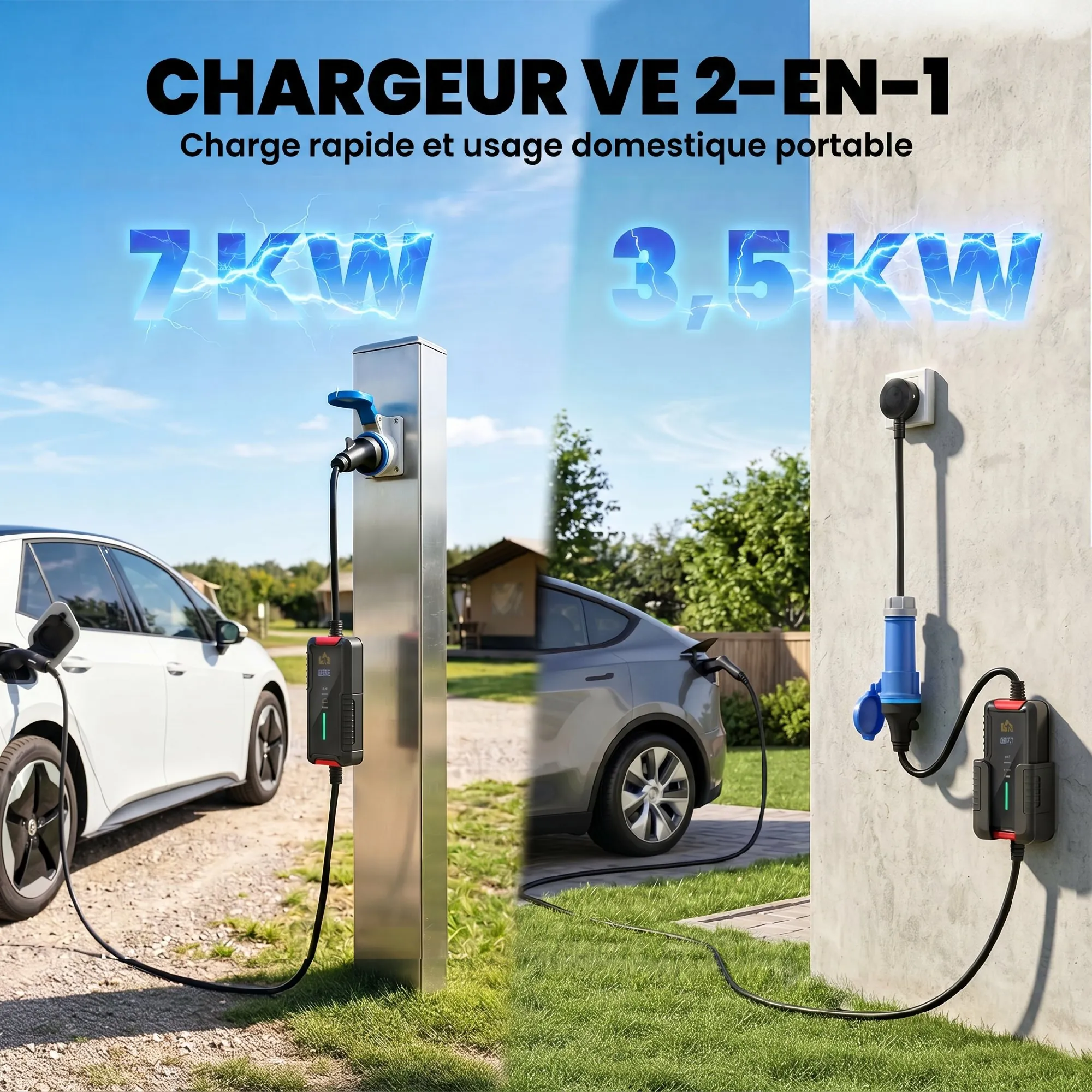 Chargeur voiture électrique Type 2 7,4 kW 32 A avec câble 8 m – noir - Afbeelding 4