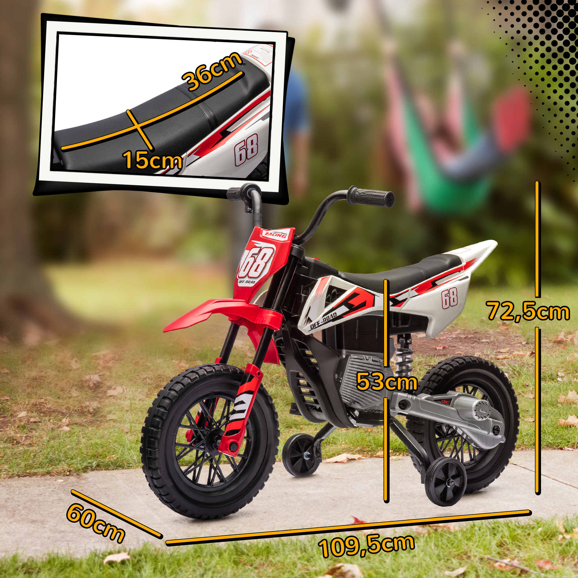 Moto Électrique Enfant 12 V avec 2 Moteurs – Rouge – 3 à 6 Ans – autre vue