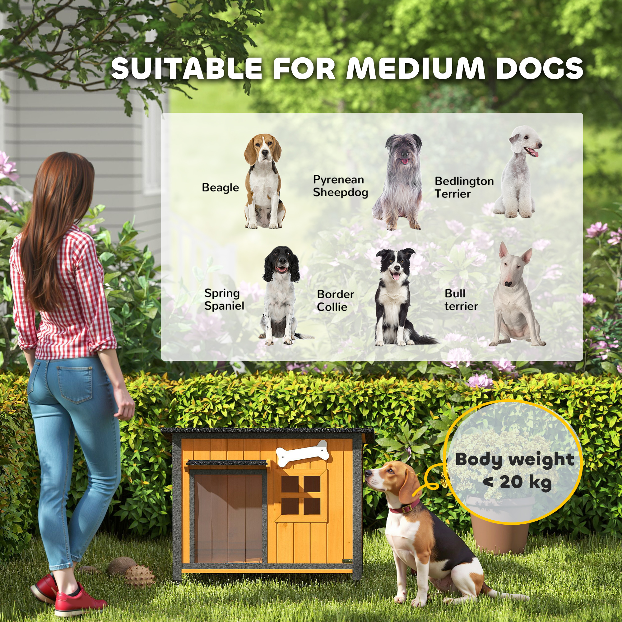 Niche pour chien extérieure résistante aux intempéries cabane pour chien avec plancher amovible – vue 9