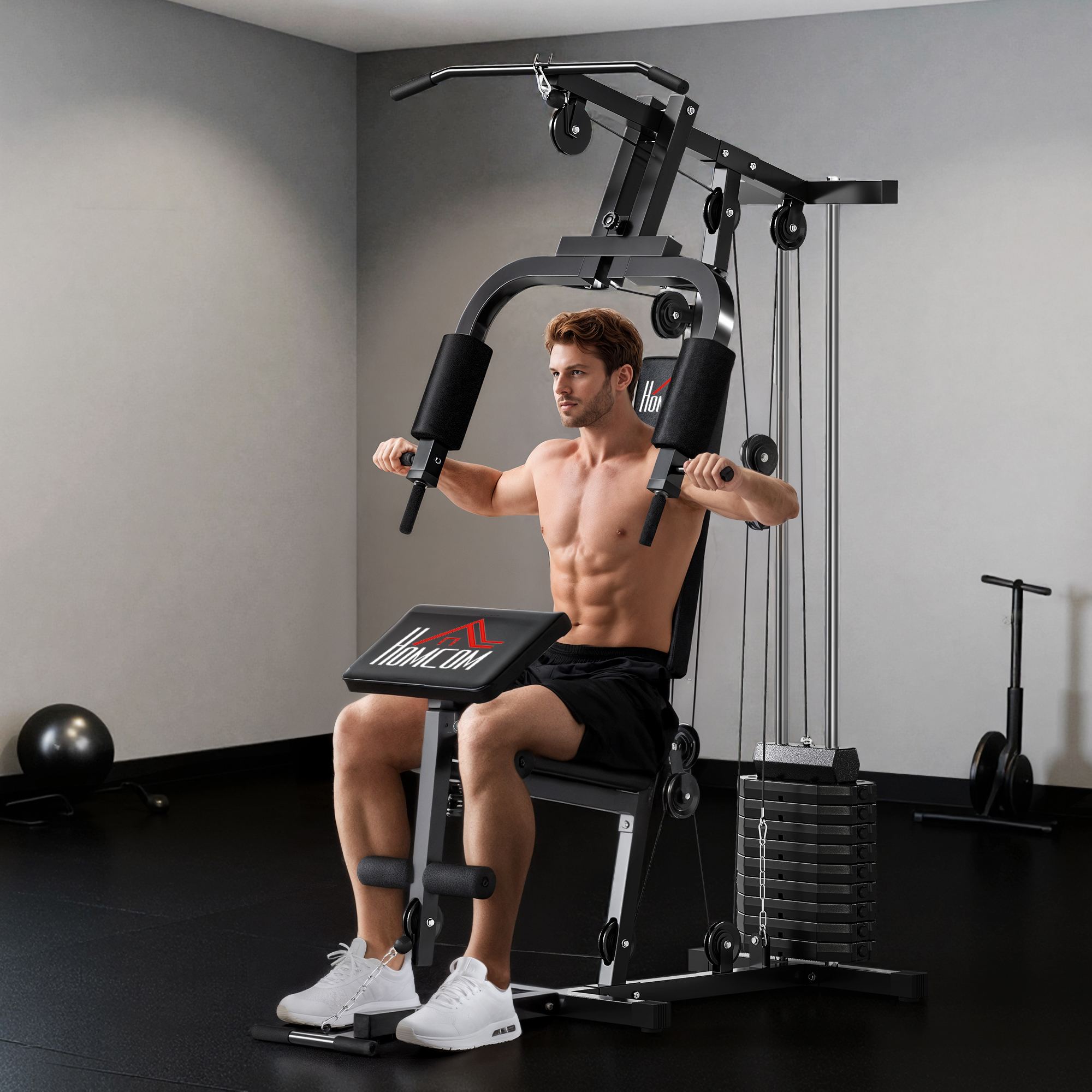 Station de Musculation Multifonction 65 kg avec Poulies – vue supplémentaire