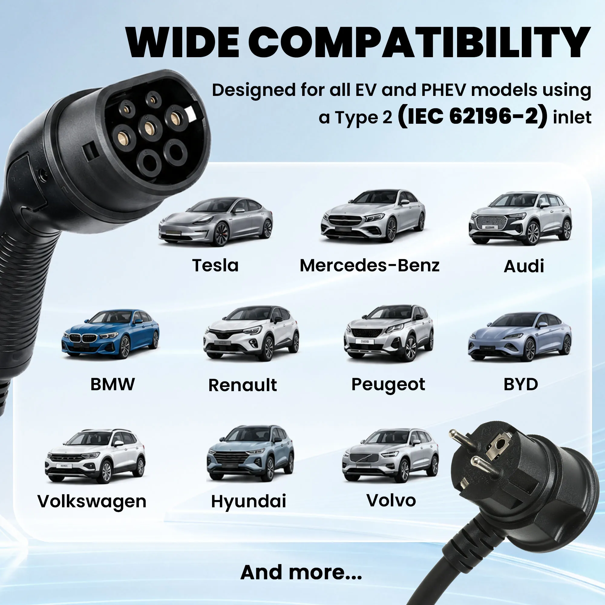 Chargeur voiture électrique Type 2 3,7 kW 16 A avec câble 5 m – noir - Afbeelding 8