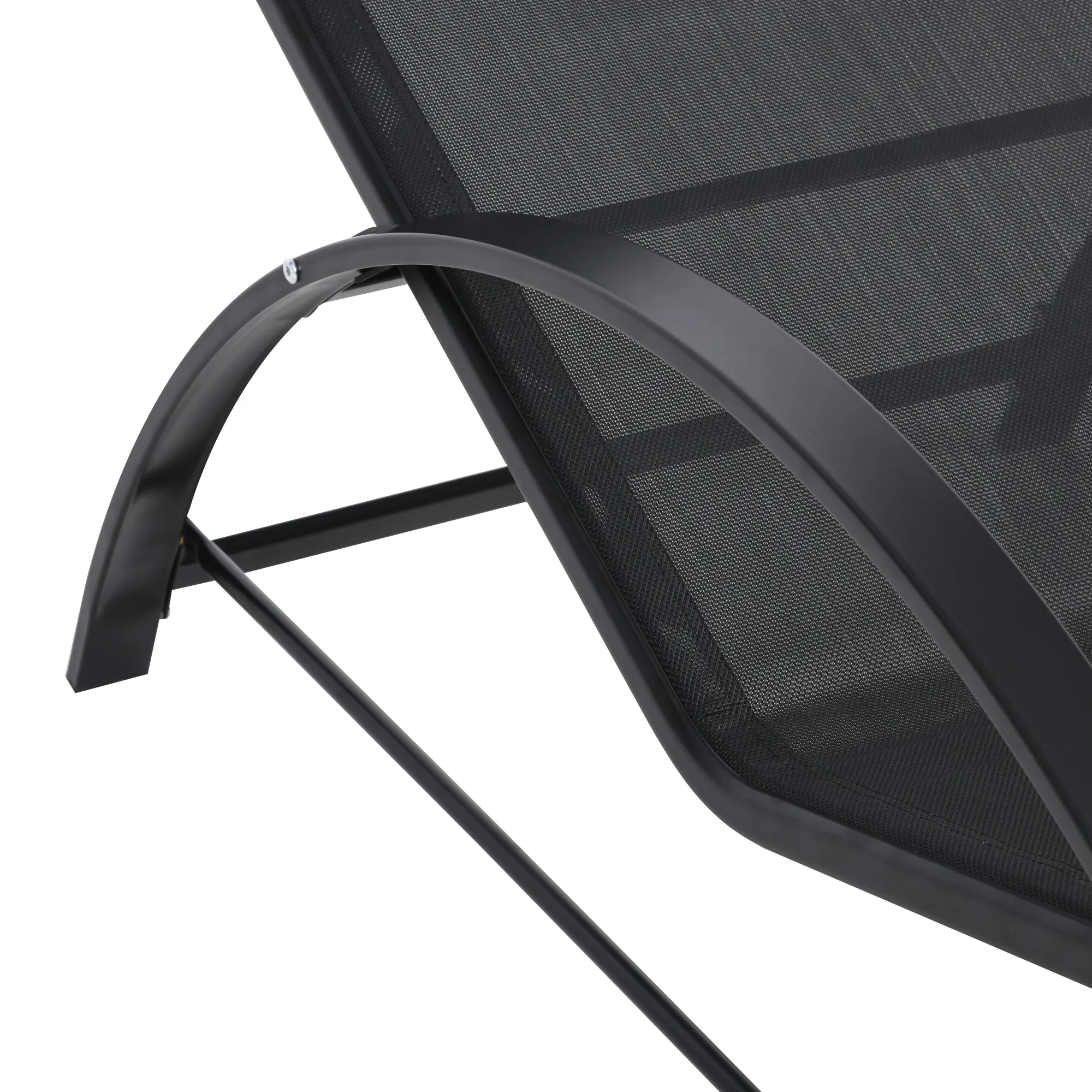 Lot de 2 bains de soleil chaise longue design contemporain table basse plateau verre trempé métal époxy textilène noir – vue 7