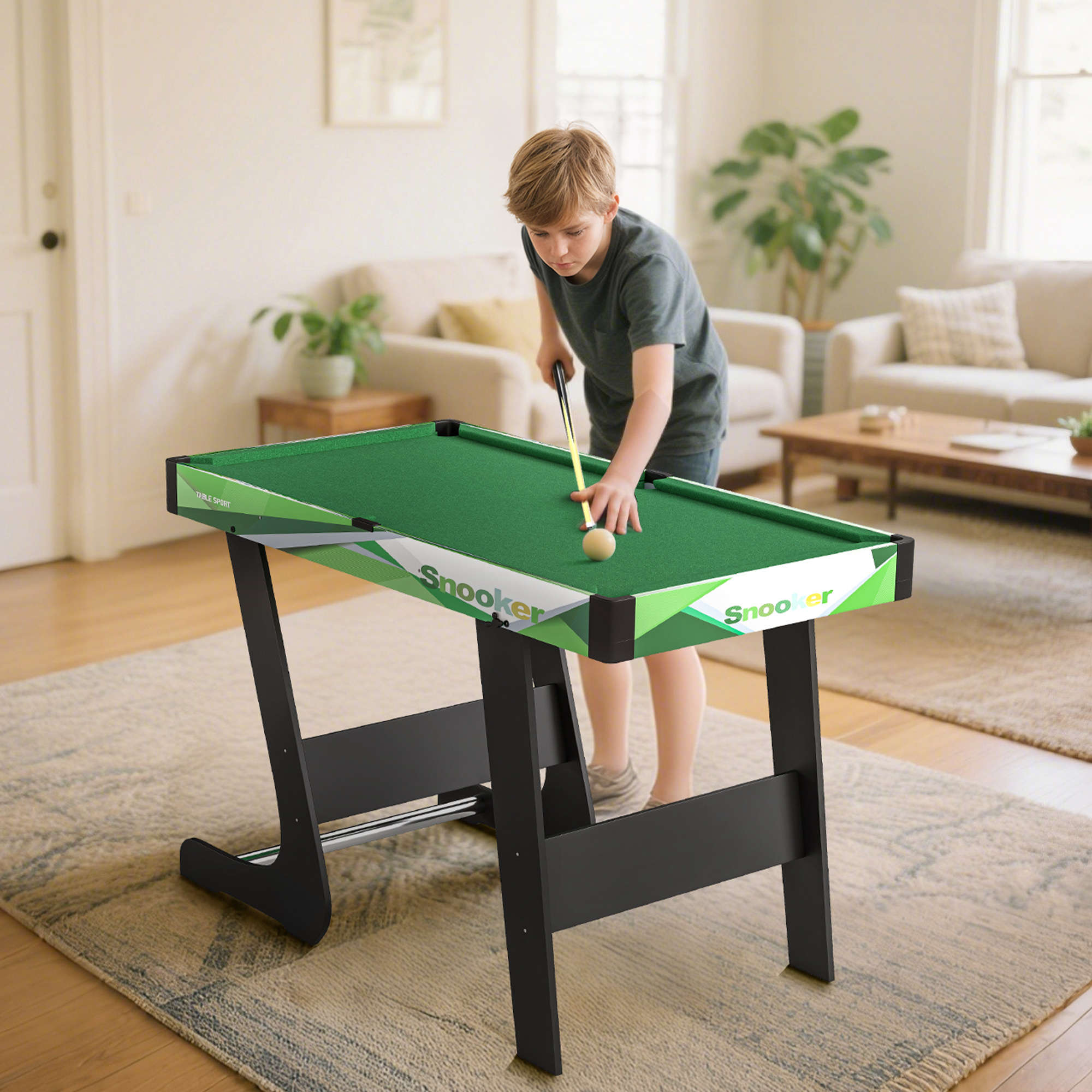 Table de Billard Pliable 104 cm avec Accessoires – 2 Queues & 16 Billes – Tapis Vert – vue 6