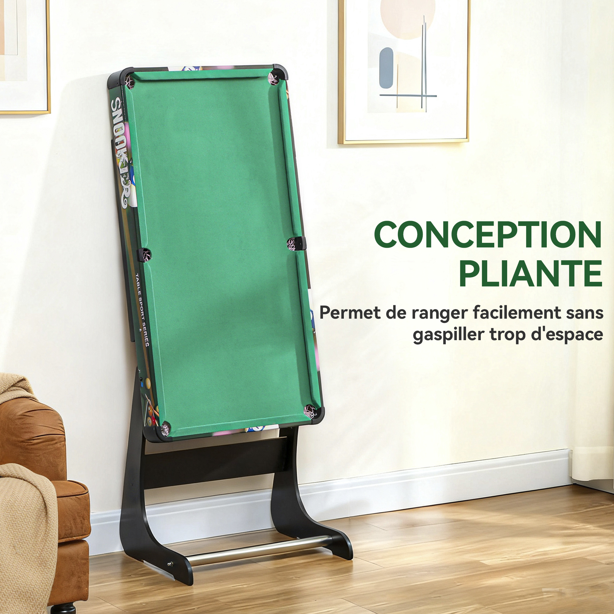 Table Multi-Jeux 6-en-1 Pliable – Baby-Foot, Billard, Ping-Pong, Hockey & Jeux d’Anneaux – 118 cm – vue 5
