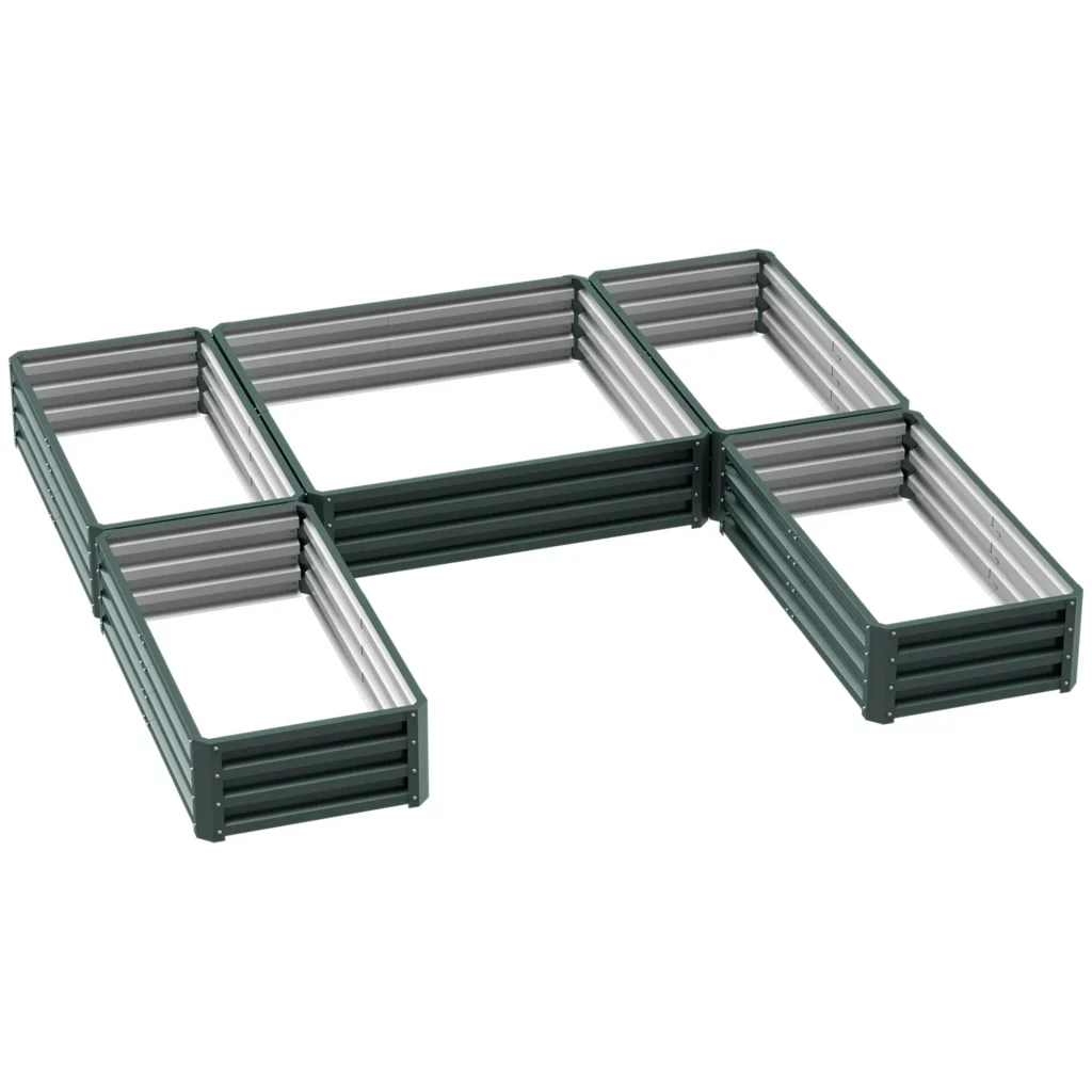 Jardinière carré potager de jardin en acier modulable ensemble de 5 jardinières pour légumes, plantes, fleurs, vert