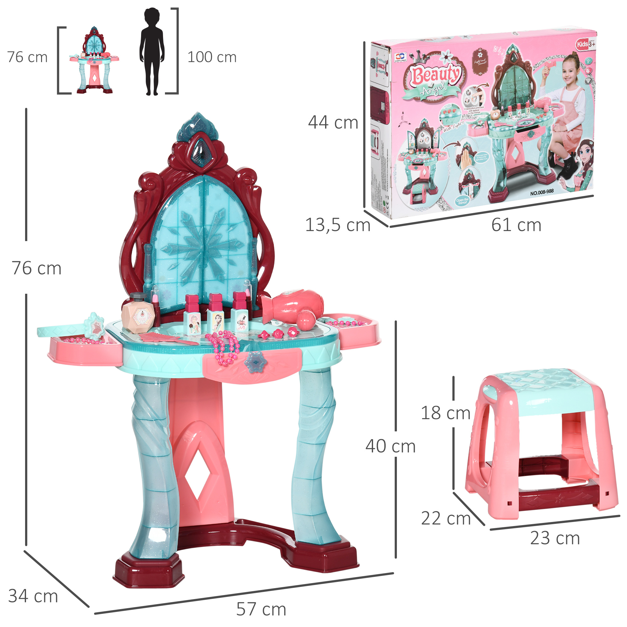 Coiffeuse Enfant avec Miroir Magique, Musique et Accessoires – 3 à 6 Ans – autre vue