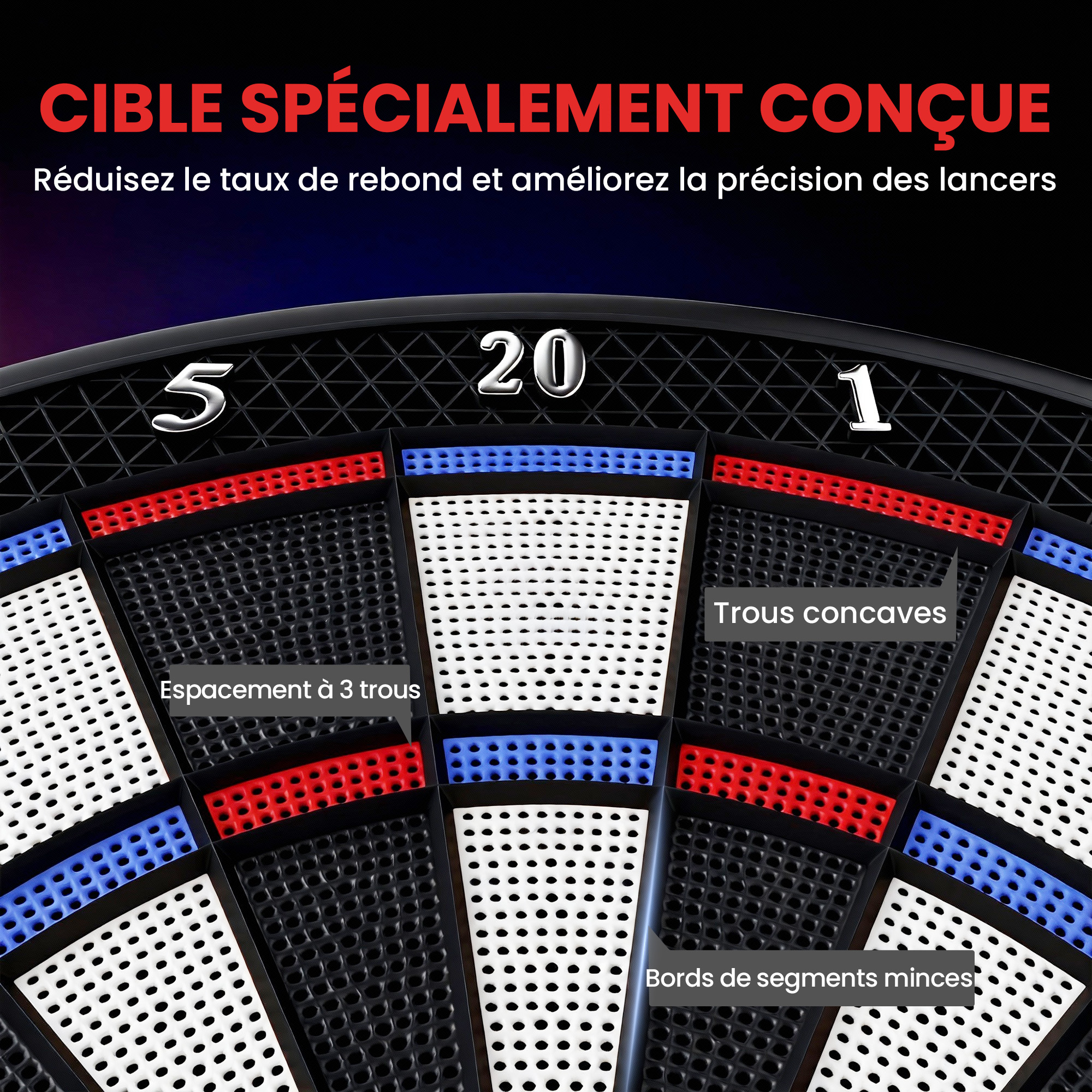 Cible de Fléchettes Électronique 33 Jeux – 8 Joueurs, Double Écran LED & 6 Fléchettes – vue 7