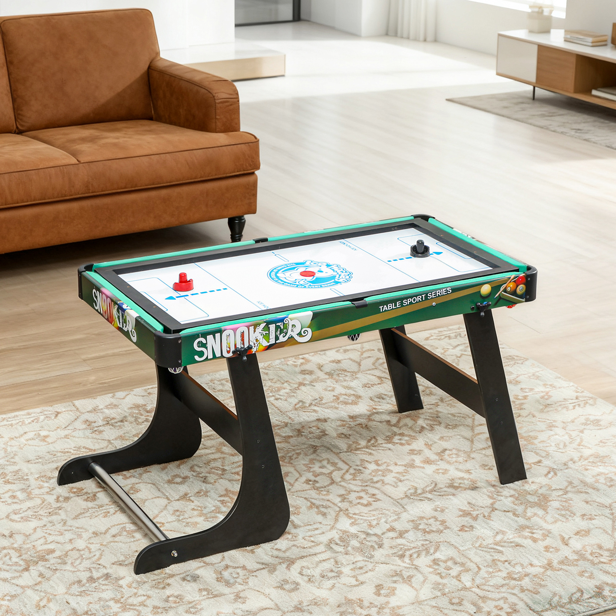 Table Multi-Jeux 6-en-1 Pliable – Baby-Foot, Billard, Ping-Pong, Hockey & Jeux d’Anneaux – 118 cm – vue supplémentaire