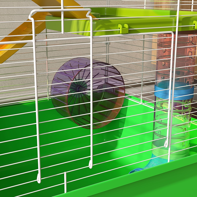 Grande cage pour hamsters cage pour rongeur 5 niveaux avec tunnels abreuvoir roue maisonnette échelles – vue 8