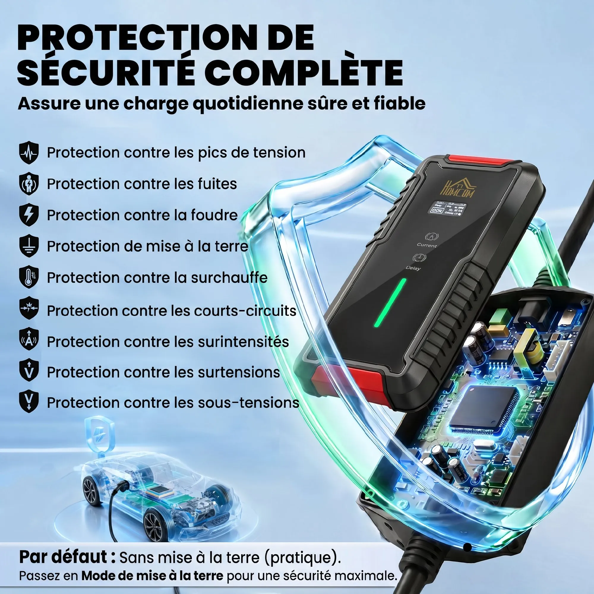 Chargeur voiture électrique Type 2 3,7 kW 16 A avec câble 5 m – noir - Afbeelding 5