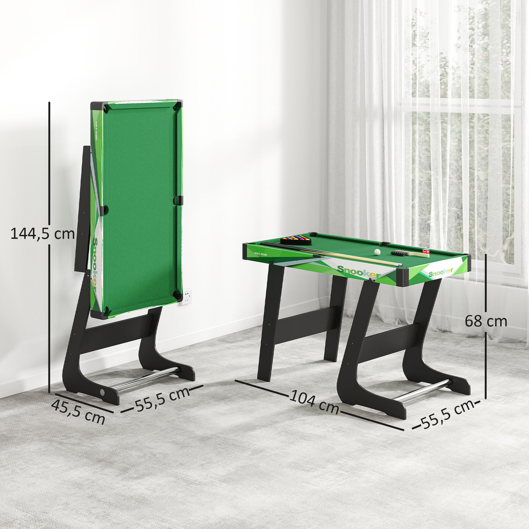 Table de Billard Pliable 104 cm avec Accessoires – 2 Queues & 16 Billes – Tapis Vert – autre vue
