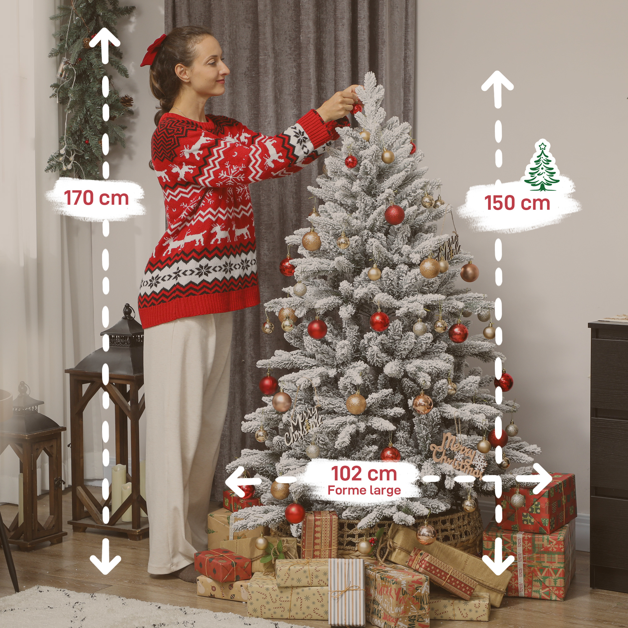Sapin de Noël artificiel enneigé 150 cm – 768 branches – HOMCOM – autre vue